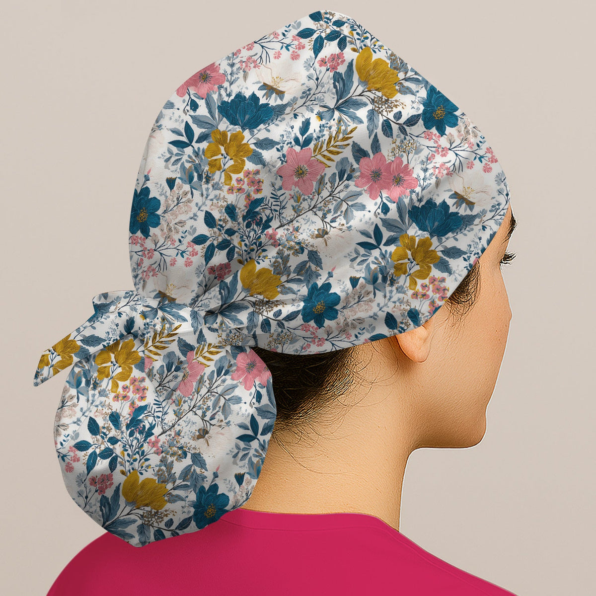 Elegant Floral Garden Bloom Scrub Cap