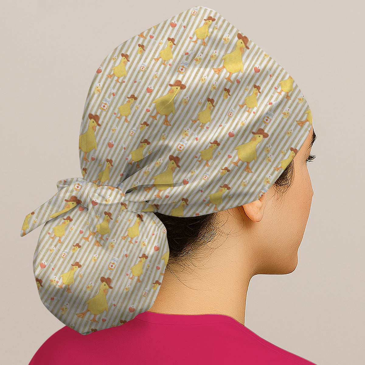 Cowboy Ducktor Vertical Stripe Scrub Cap