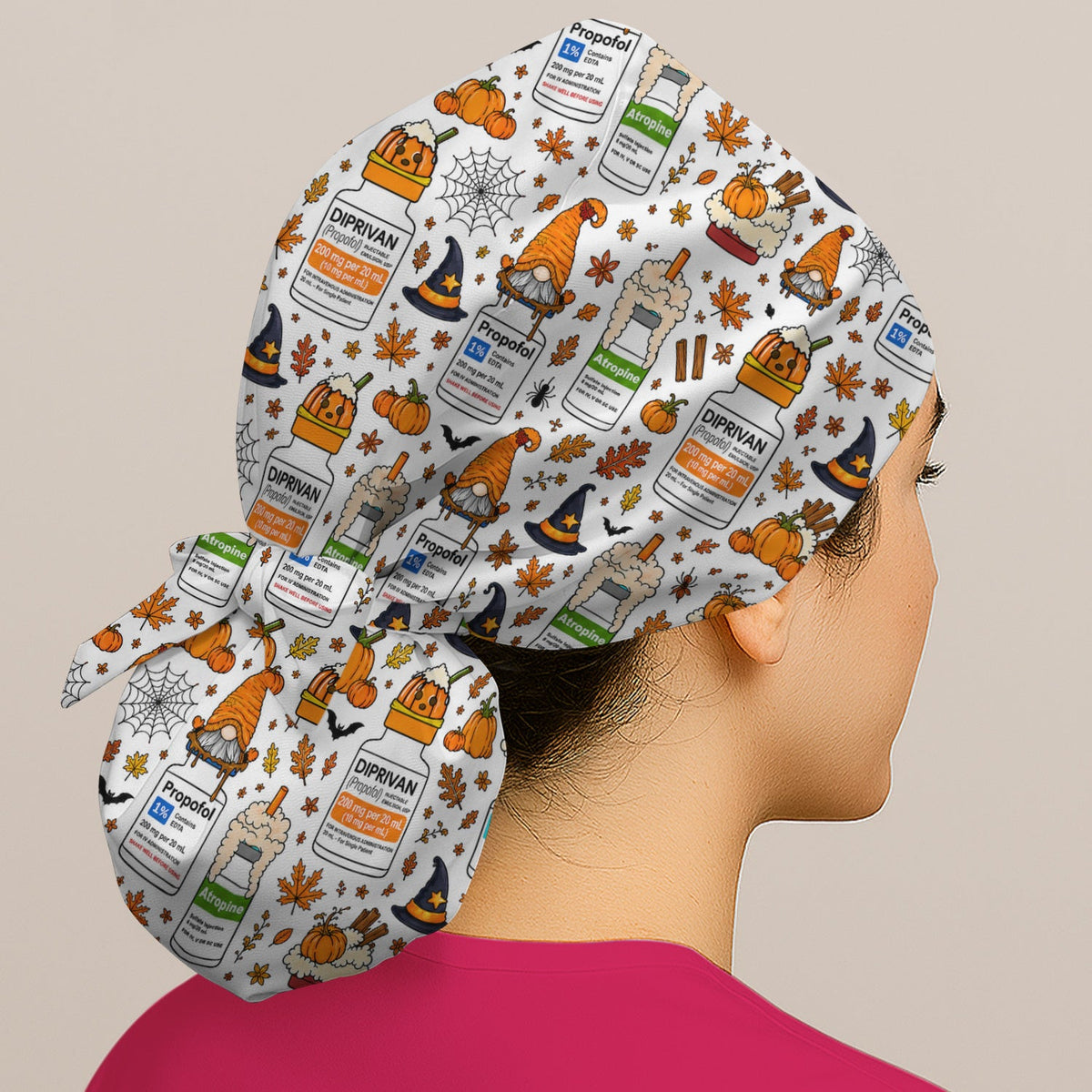 Witch Hat Pumpkin Scrub Cap - Halloween Gift For Nurse
