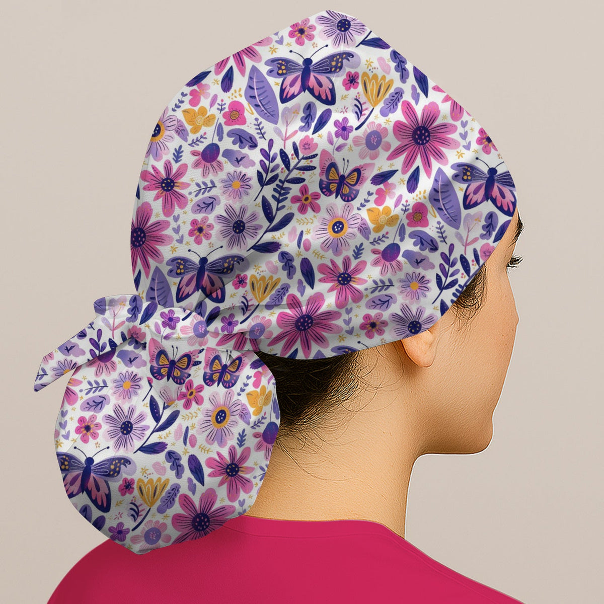 Butterfly Wildflower Garden Scrub Cap