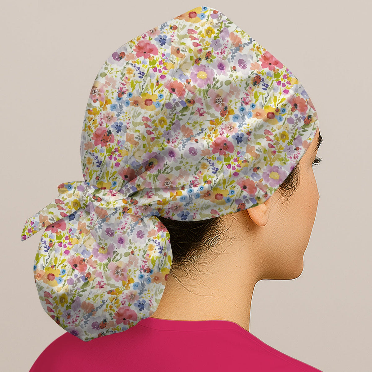 Wildflower Ladybug Garden Scrub Cap