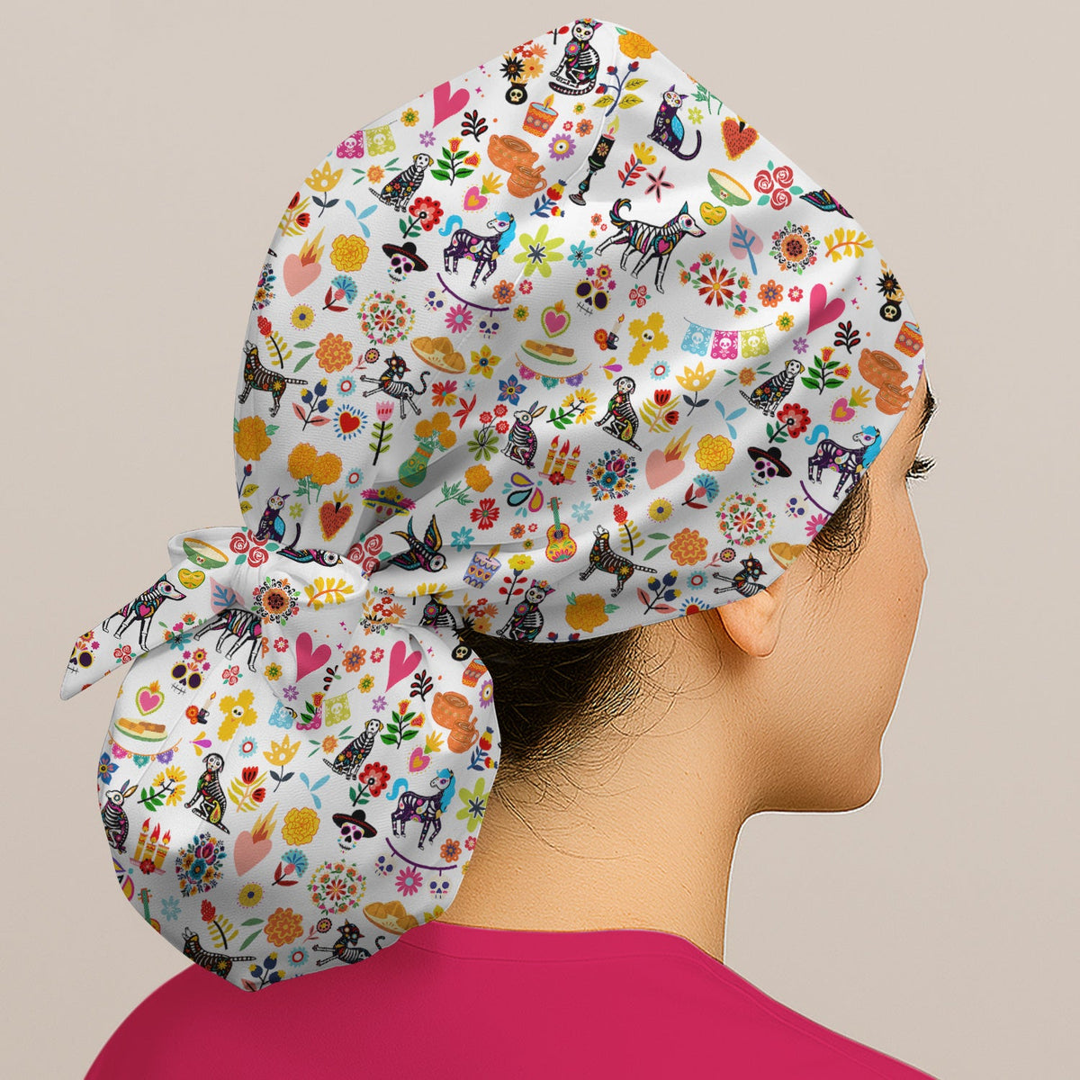 Day Of The Dead Sugar Skull Scrub Cap