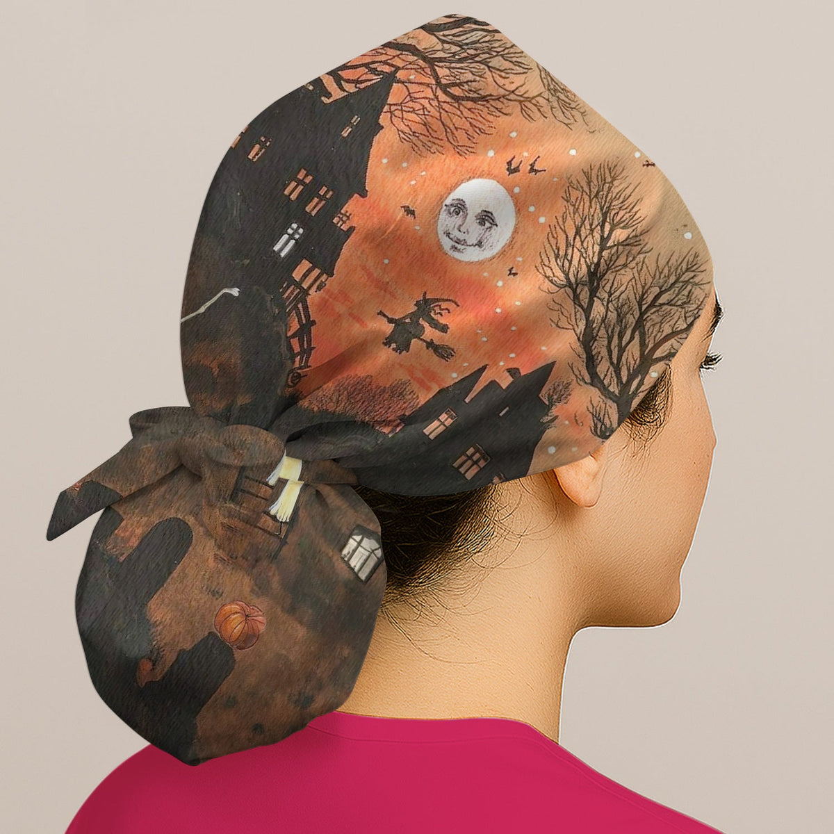 Haunted House Scrub Cap - Halloween Gift For Nurse