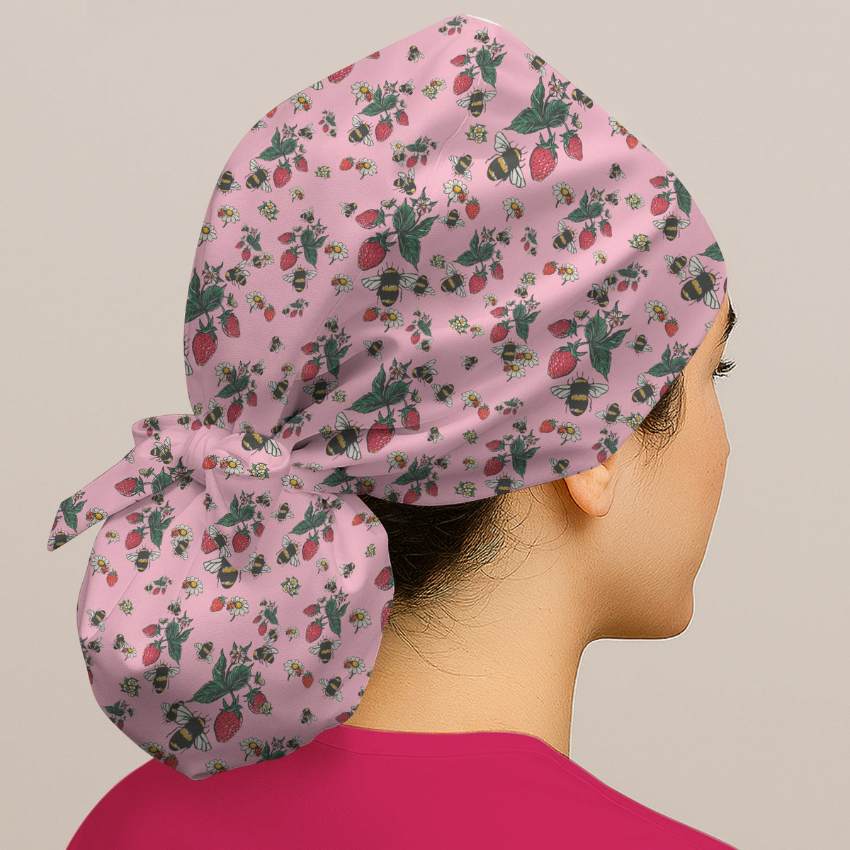 Strawberry Bee Daisy Scrub Cap