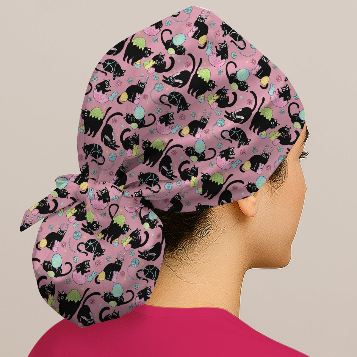 Black Cat Egg Scrub Cap - Easter Gift