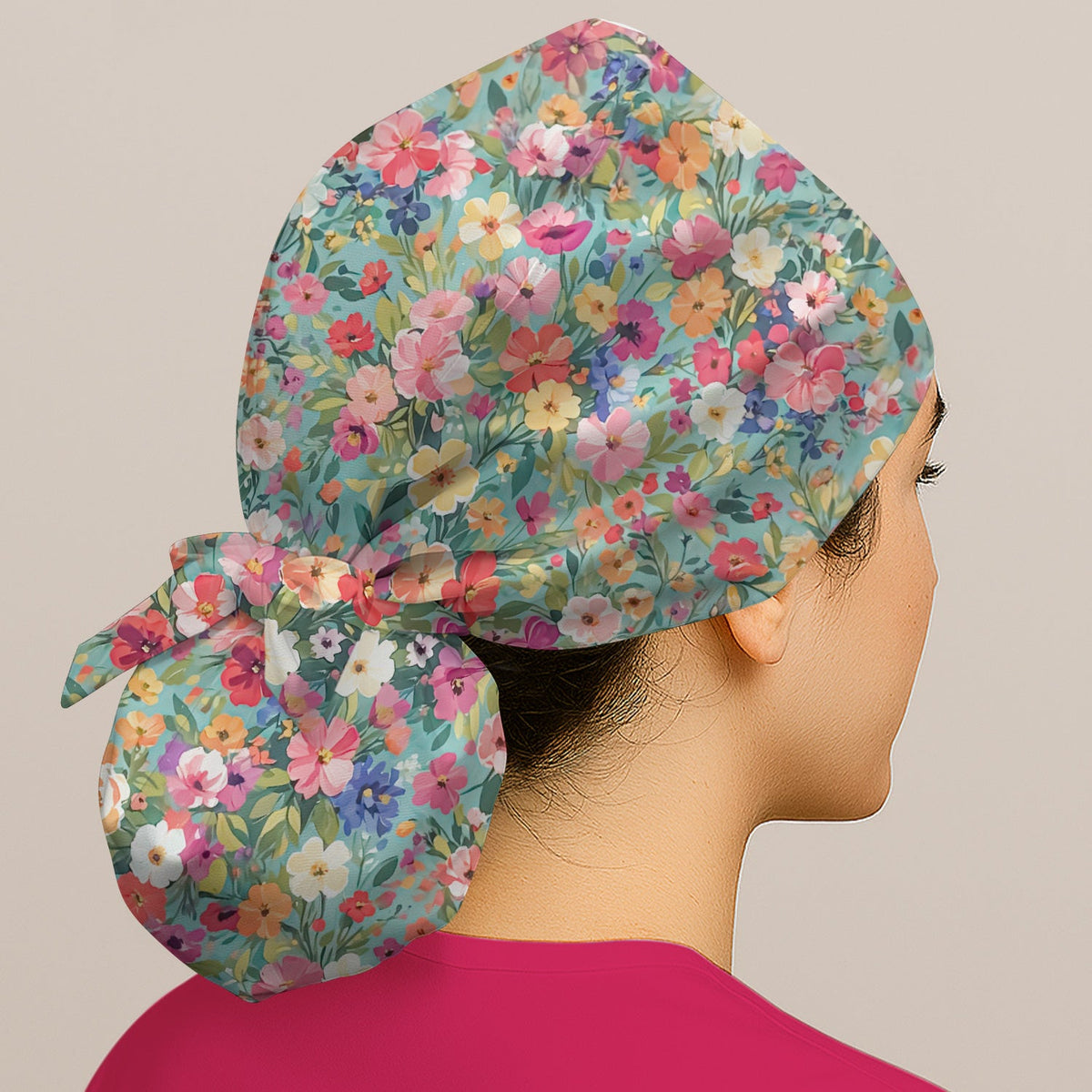 Colorful Wildflower Garden Bloom Scrub Cap
