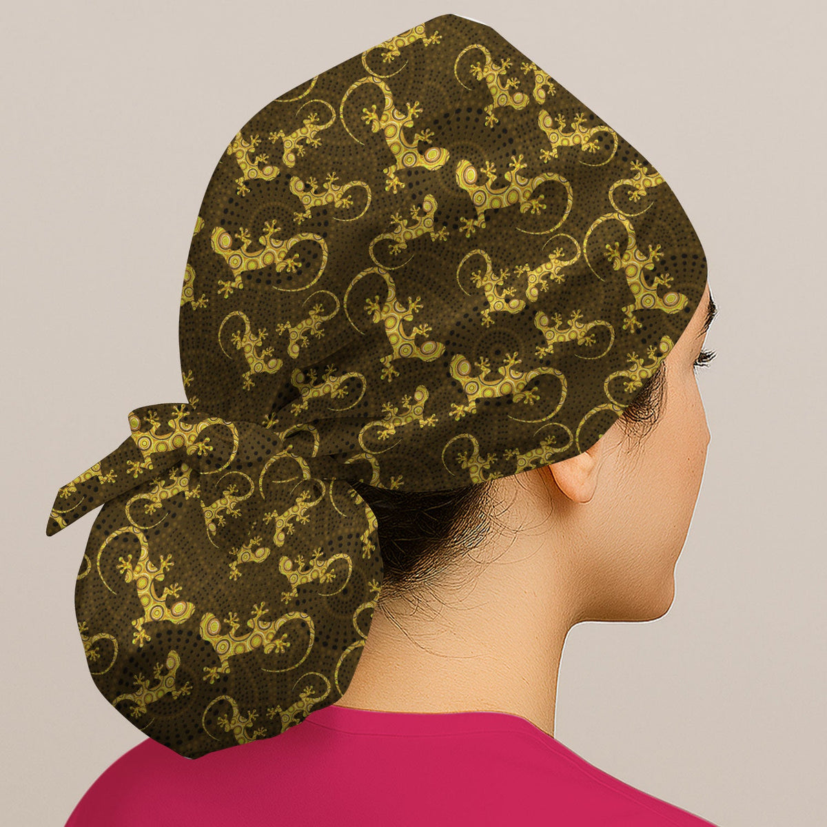 Australian Gecko Dot Art Scrub Cap