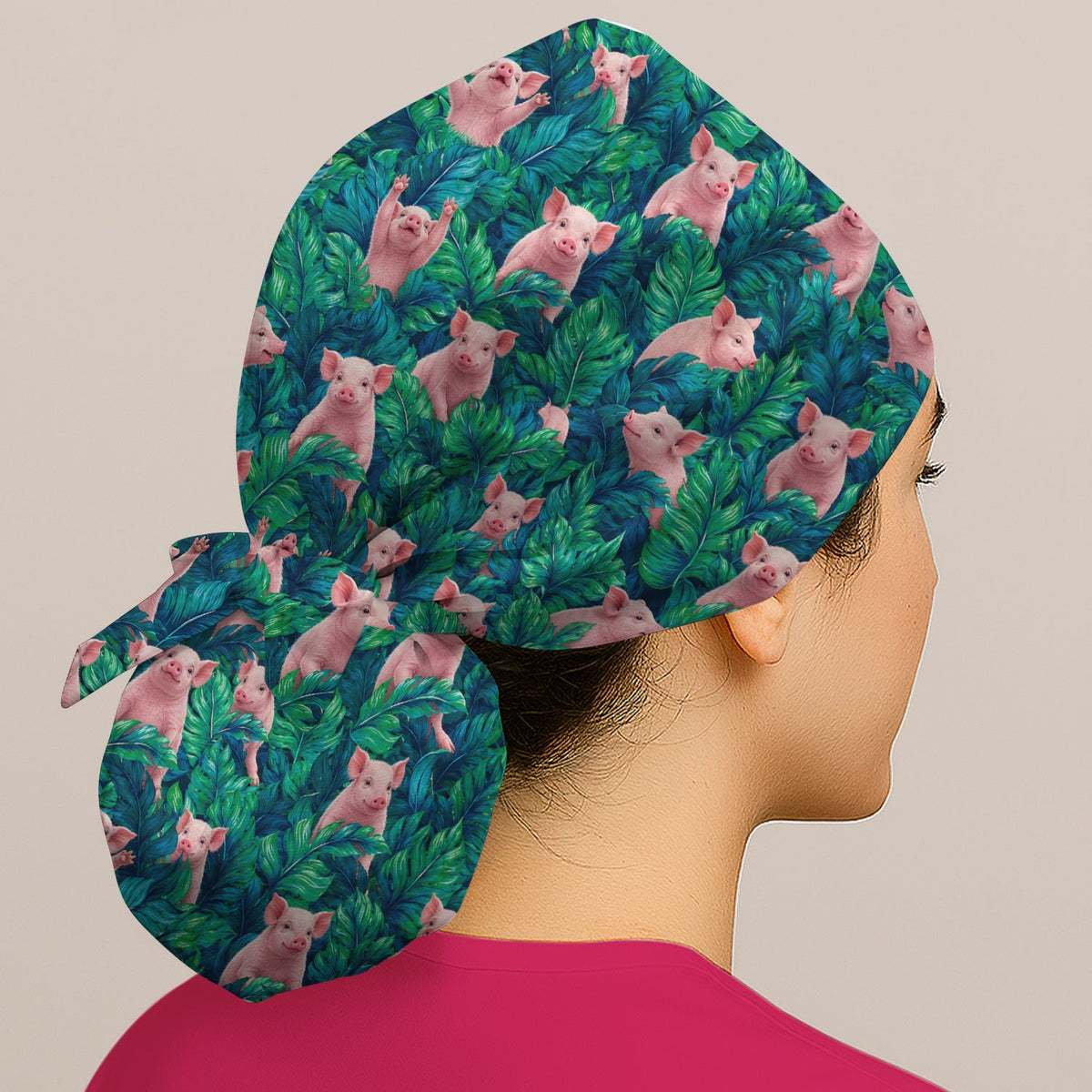 Piglet Jungle Leaves Scrub Cap