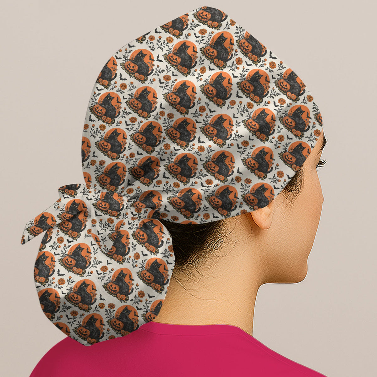Black Cat Energy Scrub Cap - Halloween Gift For Nurse