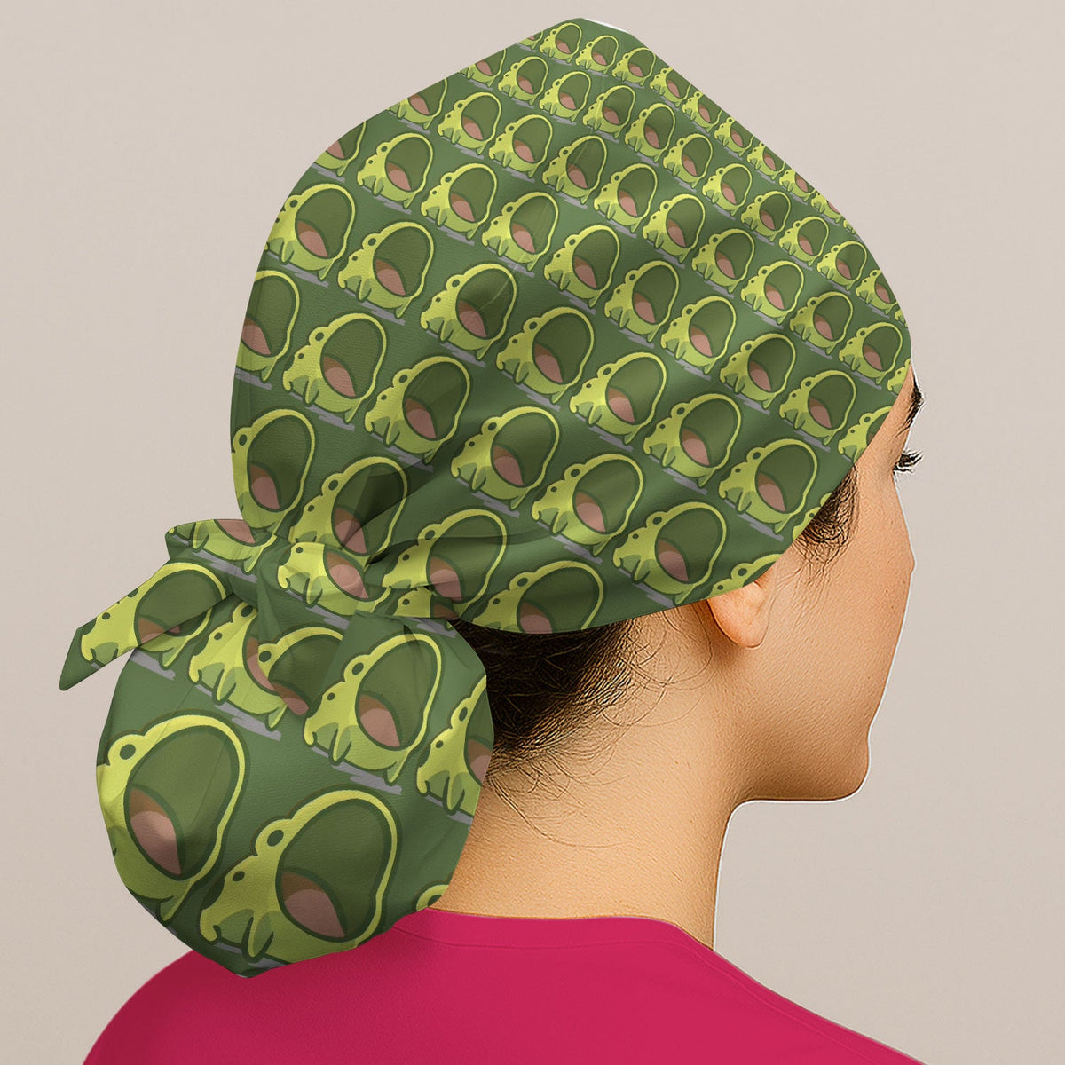 Green Frog Cartoon Scrub Cap