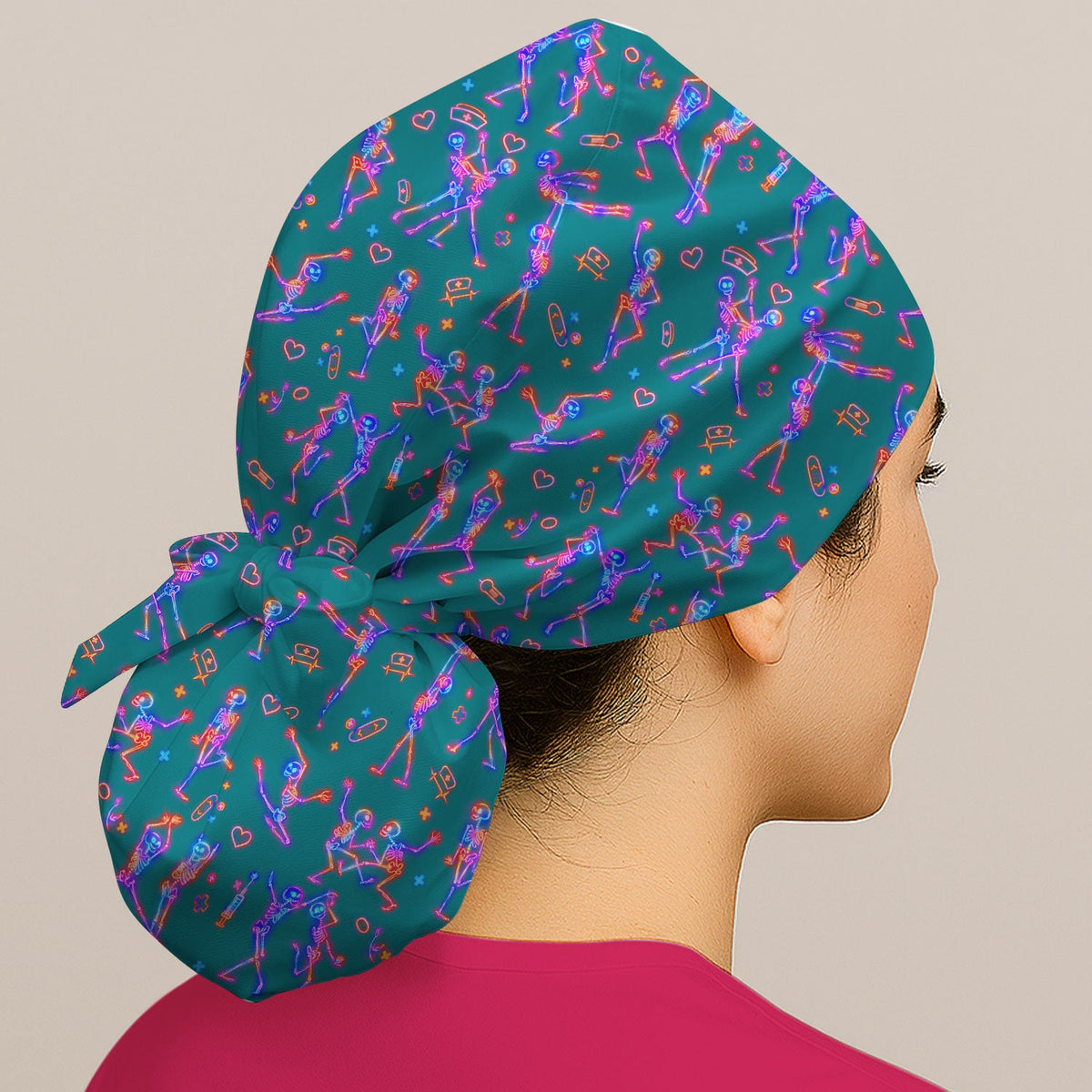 Neon Dancing Skeleton Scrub Cap
