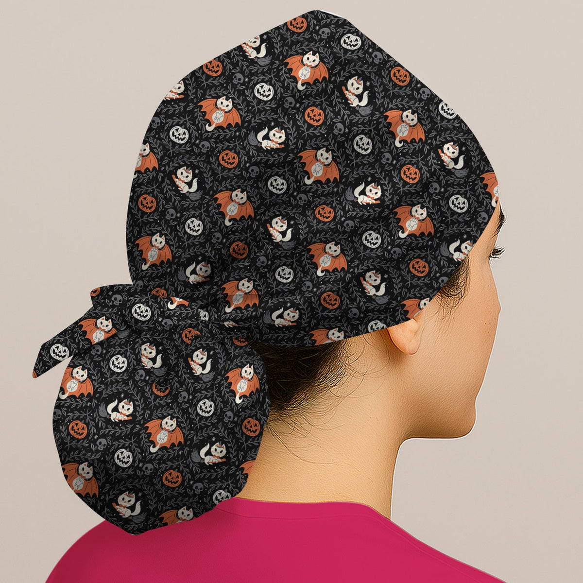 Halloween Vampire Cat Scrub Cap