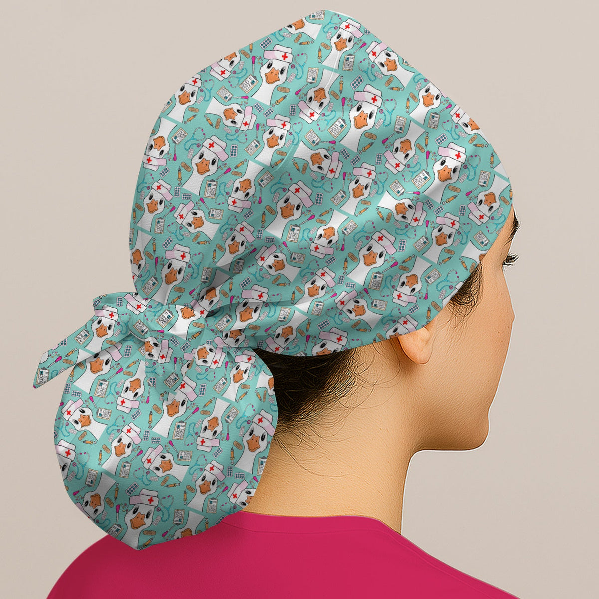Duck Wearing Hat With Medical Tools Scrub Cap
