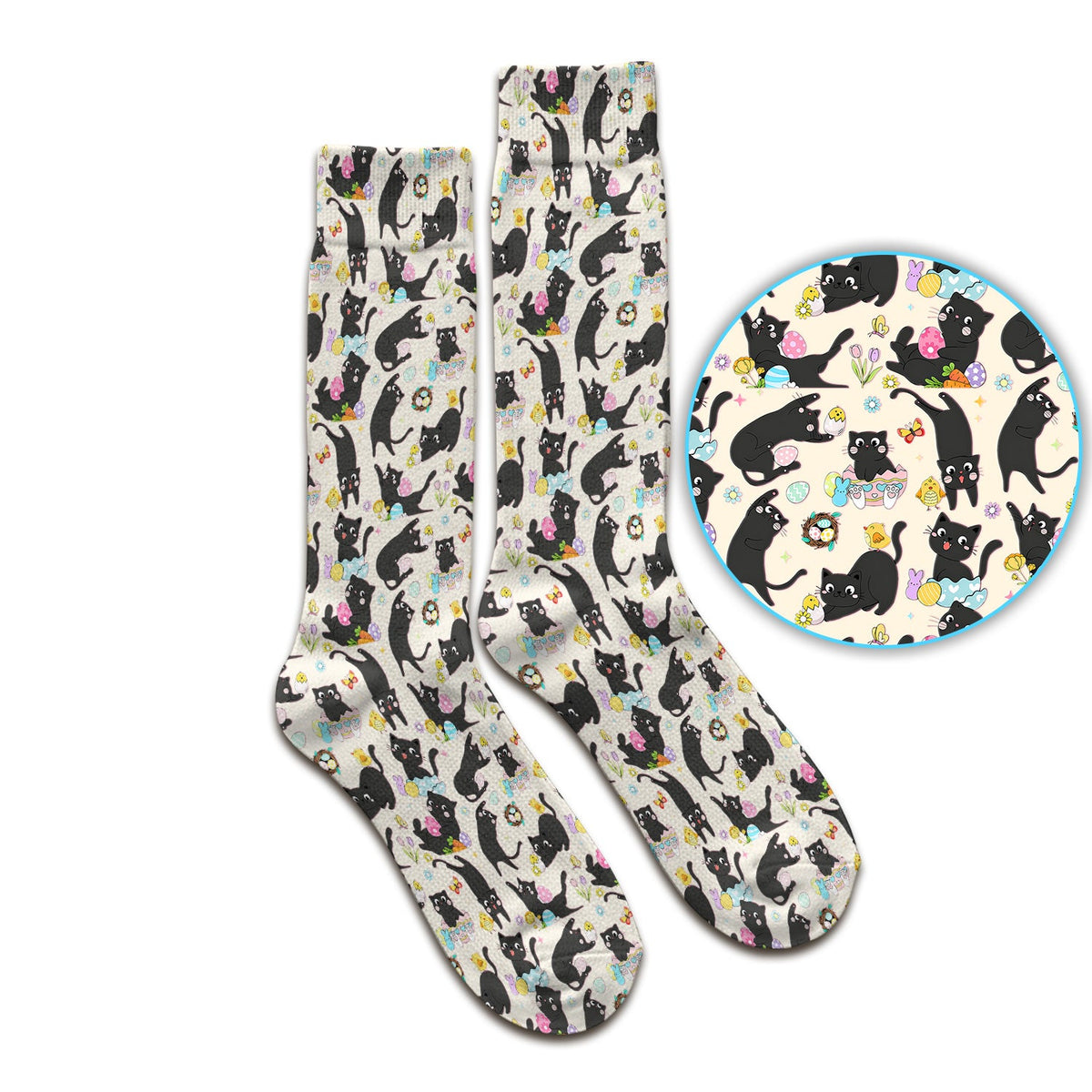 Black Cat Easter Egg Nurse Socks