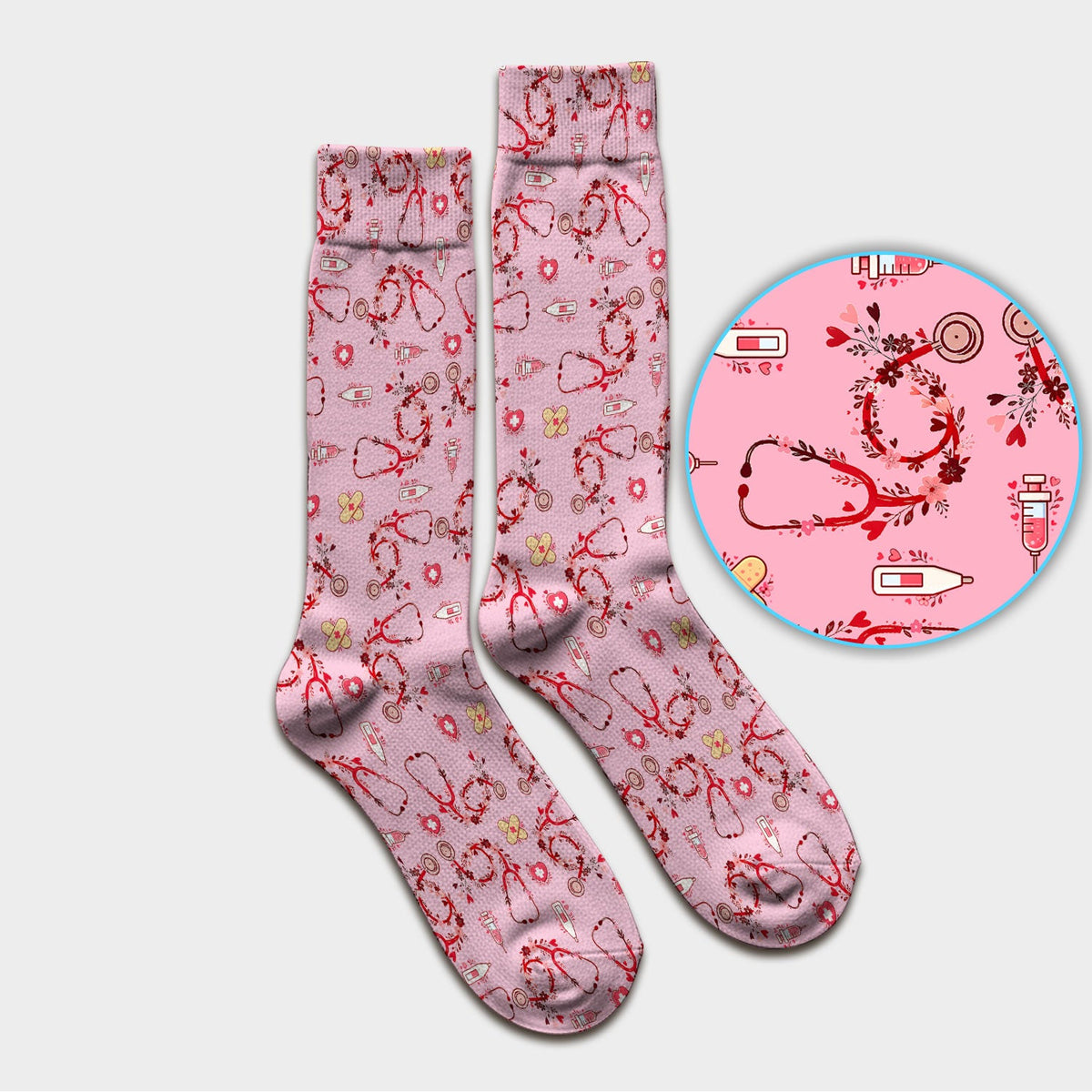 Heart Stethoscope Nurse Socks