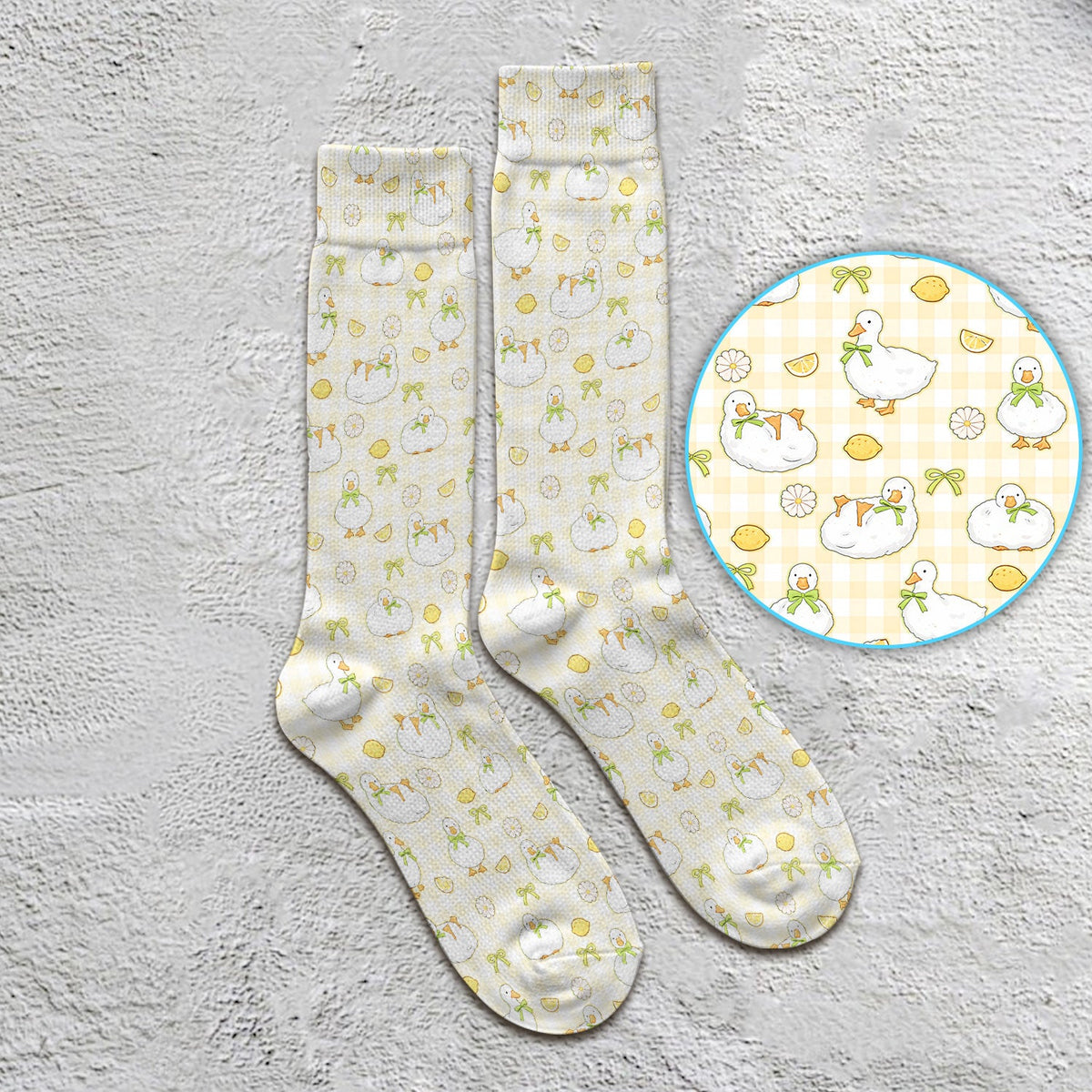 Adorable Ducks Lemon Daisy Nurse Socks
