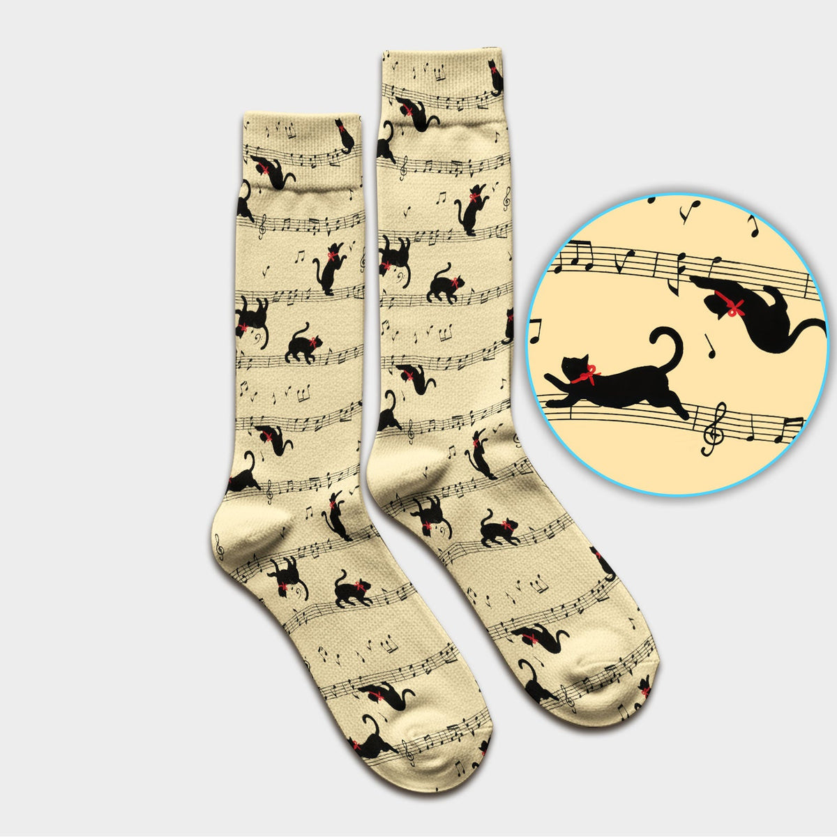 Dancing Black Cat Music Nurse Socks
