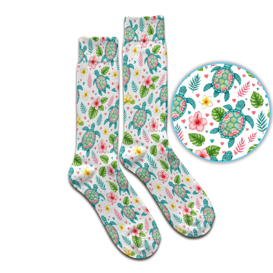 Tropical Sea Turtle Floral Nurse Socks