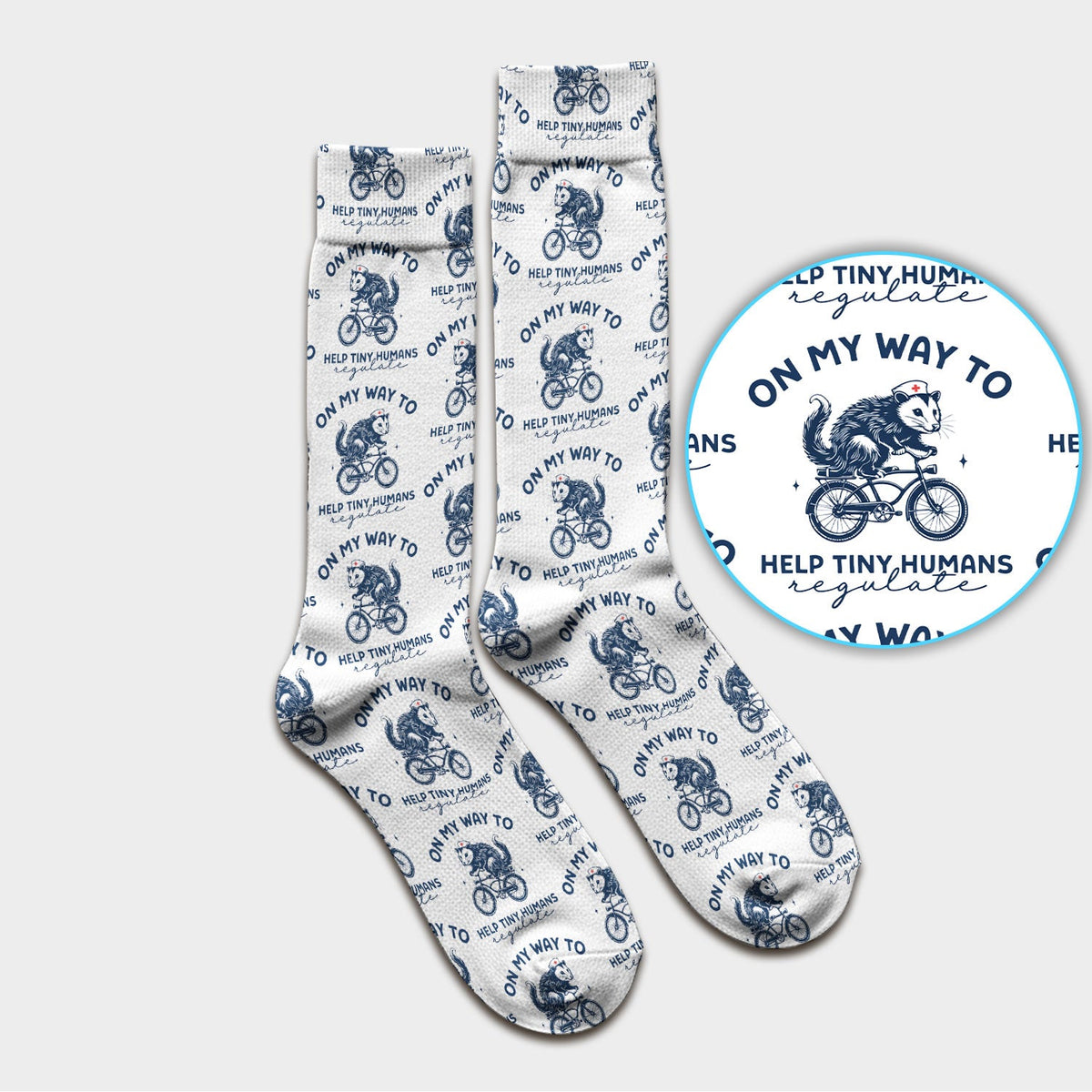 Biking Opossum Funny Quote Nurse Socks