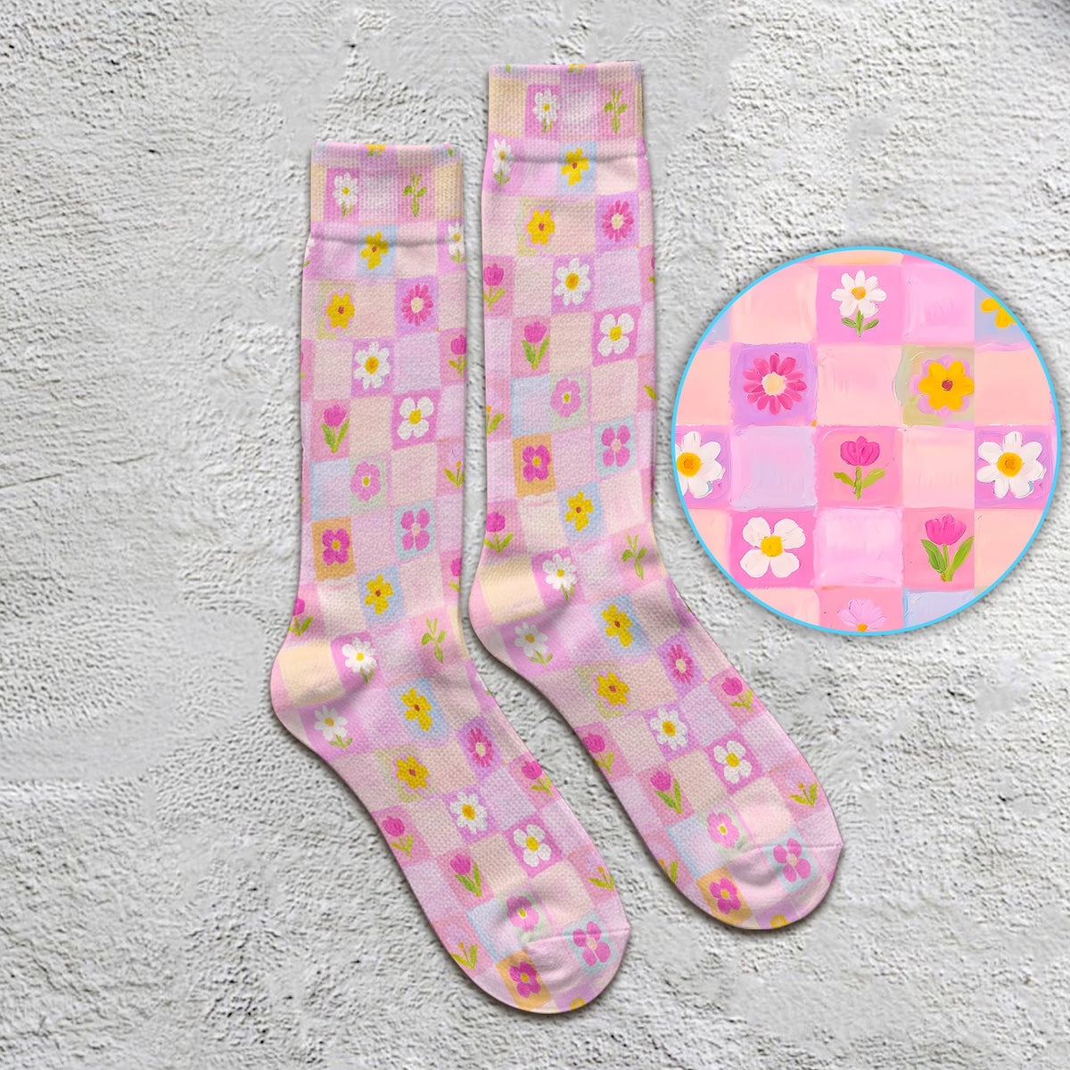 Colorful Mixed Flowers Nurse Socks