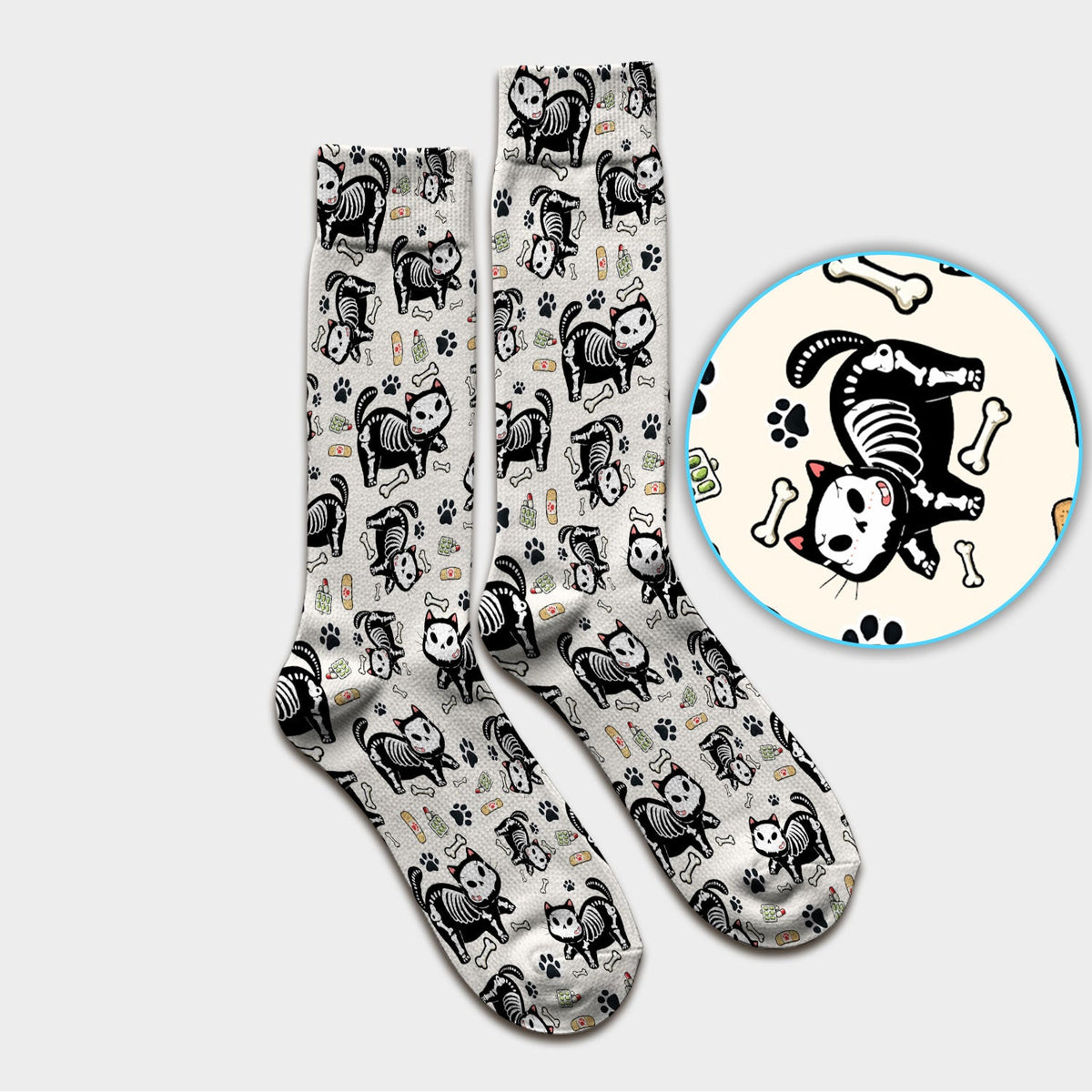 Skeleton Cat Medical Nurse Socks