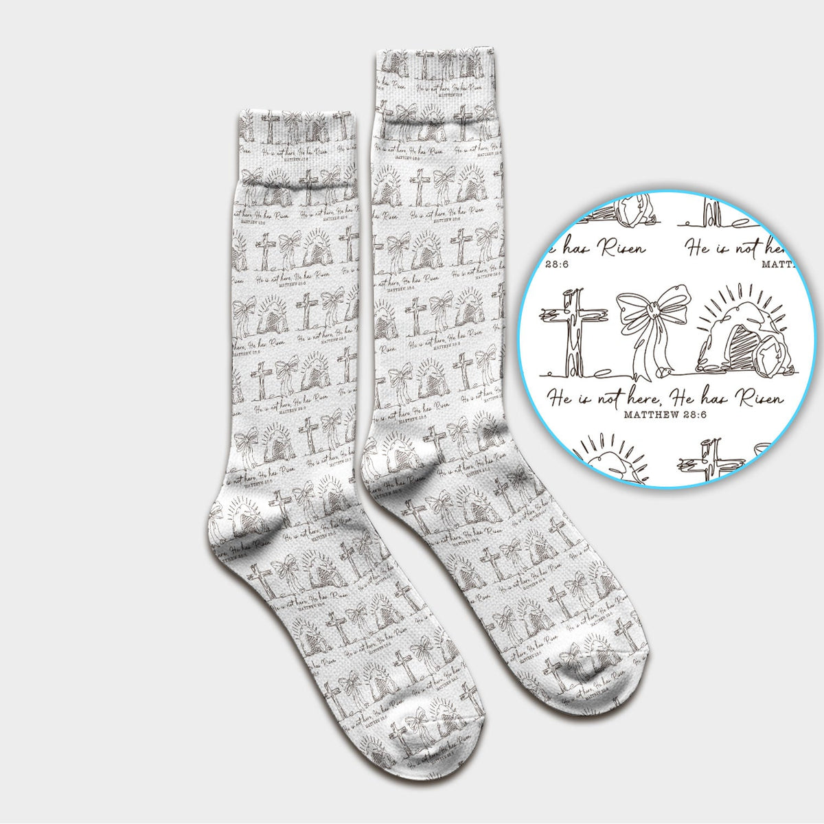 Christian Cross He Is Risen Nurse Socks - Easter Gift