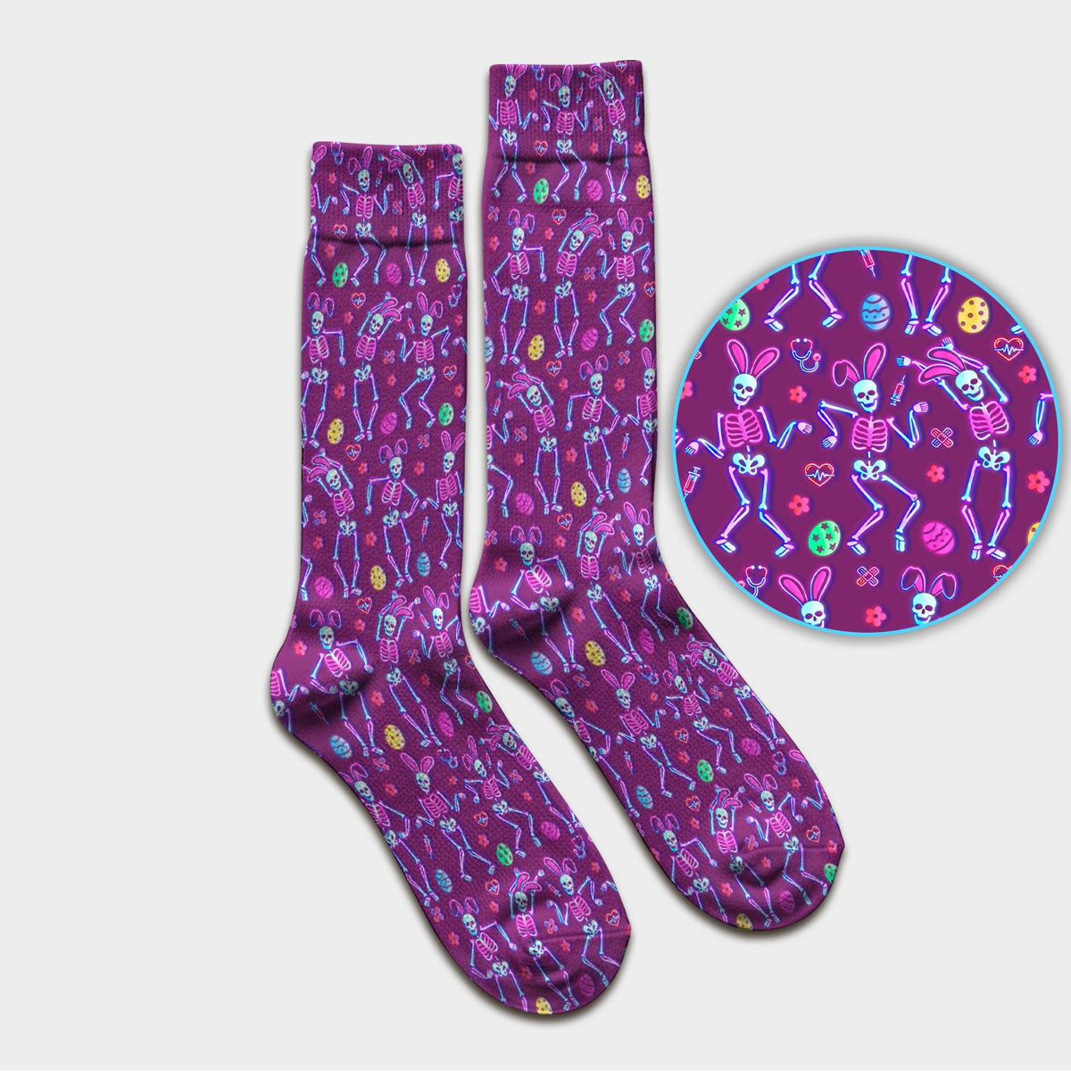Neon Skeleton Nurse Socks - Easter Gift