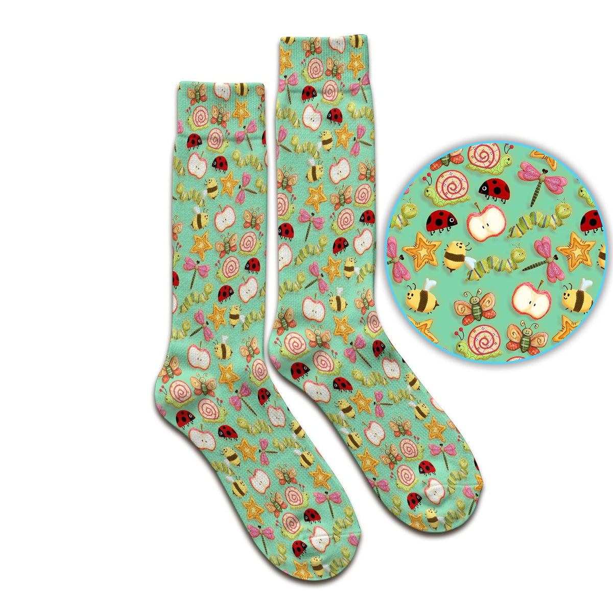 Snail Ladybug Caterpillar Apple Garden Nurse Socks