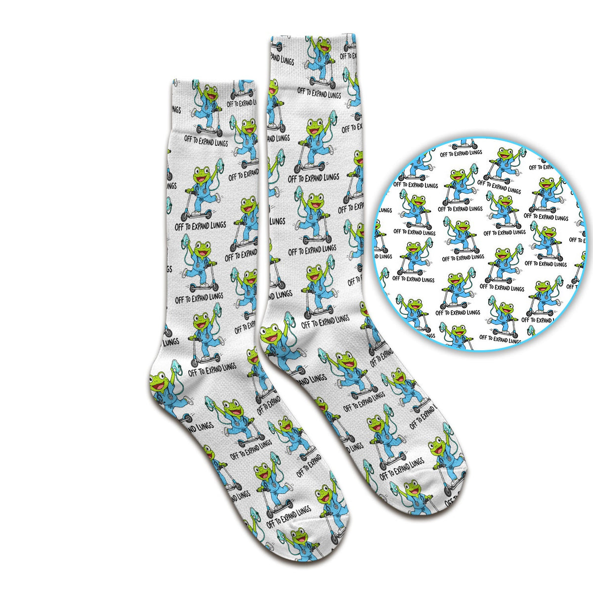 Off To Expand Lungs Frog Nurse Socks