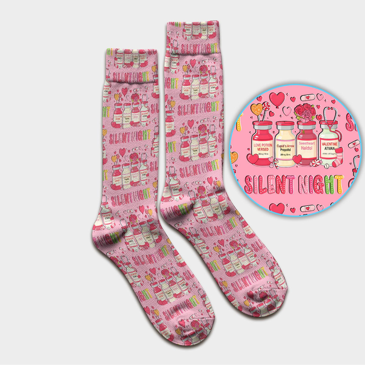 Valentine Silent Night Love Nurse Socks