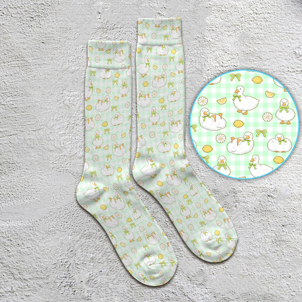 Adorable Ducks Lemon Daisy Nurse Socks