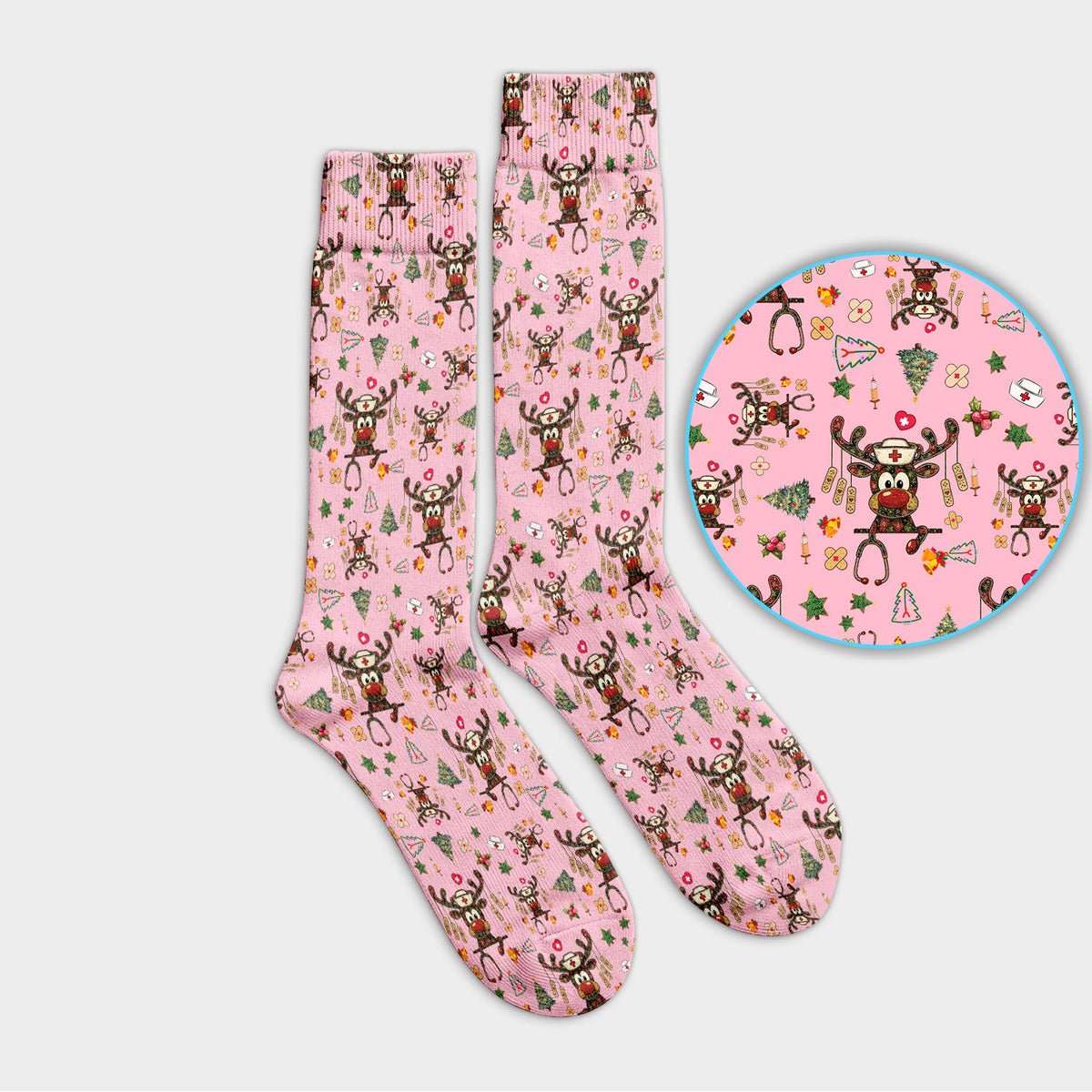 Funny Reindeer Nurse Socks