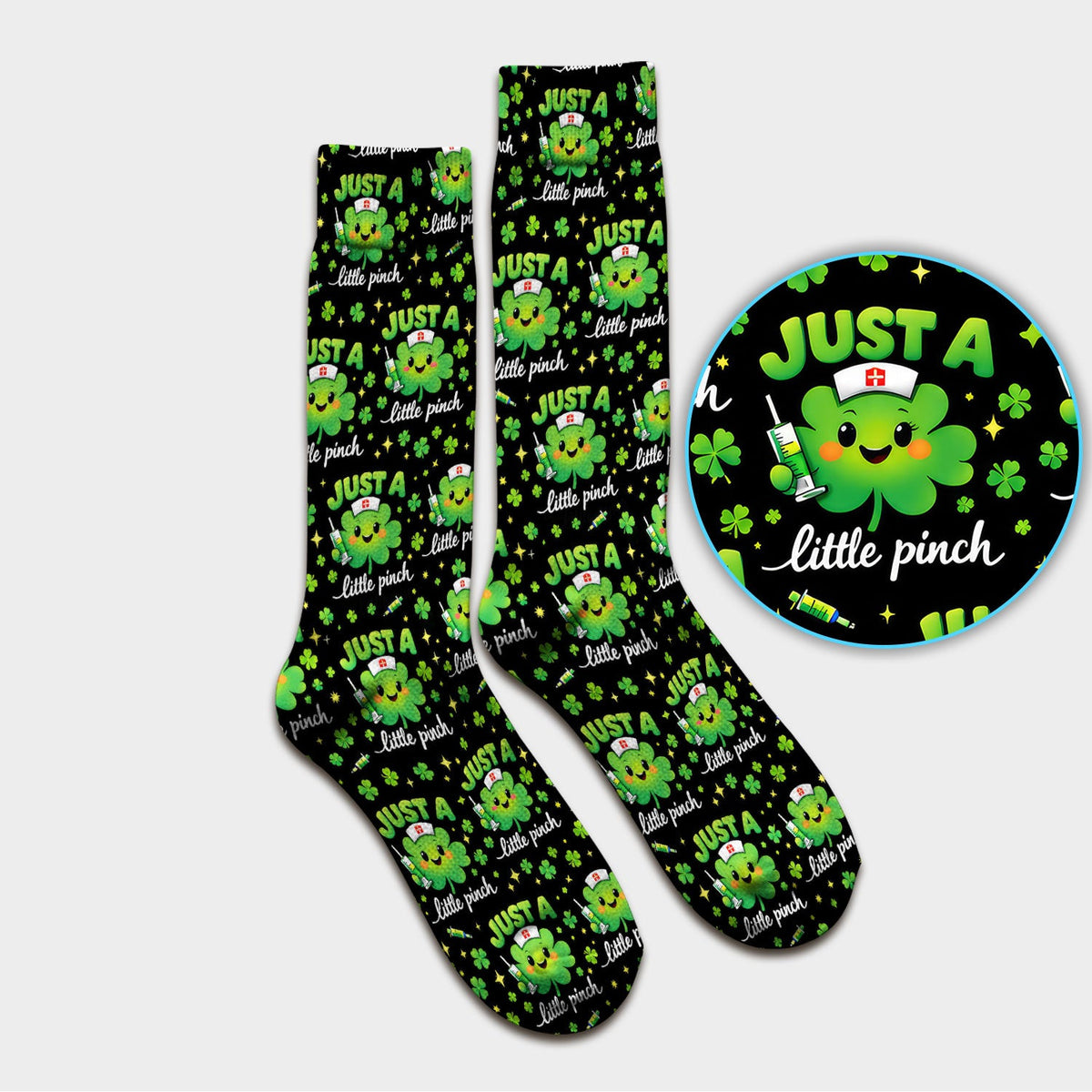 Shamrock Just A Little Pinch Nurse Socks