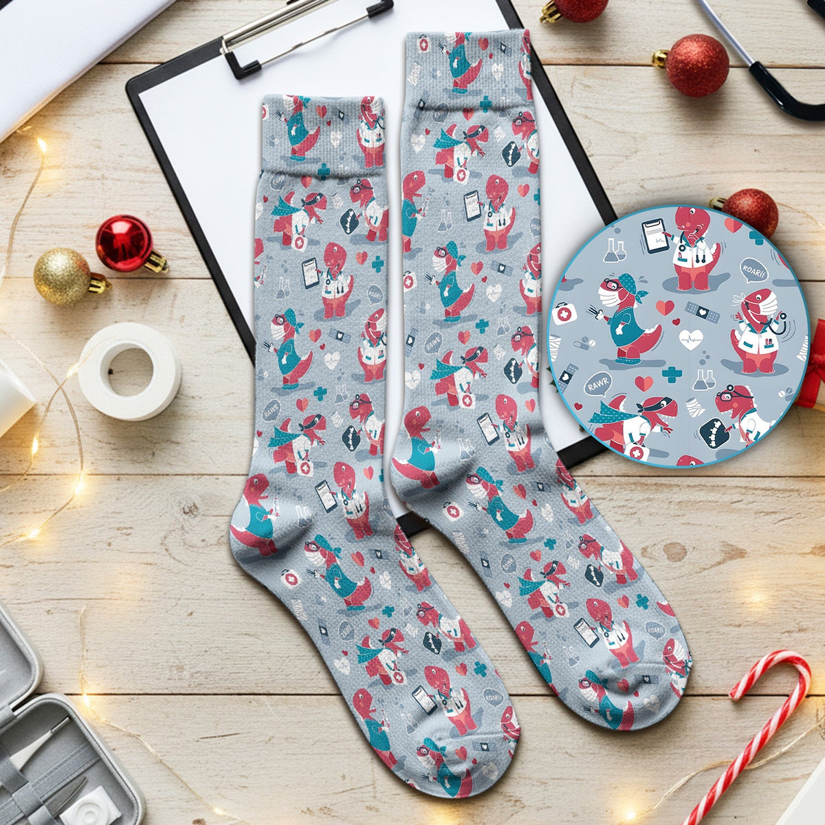 Dinosaur Doctor Nurse Socks