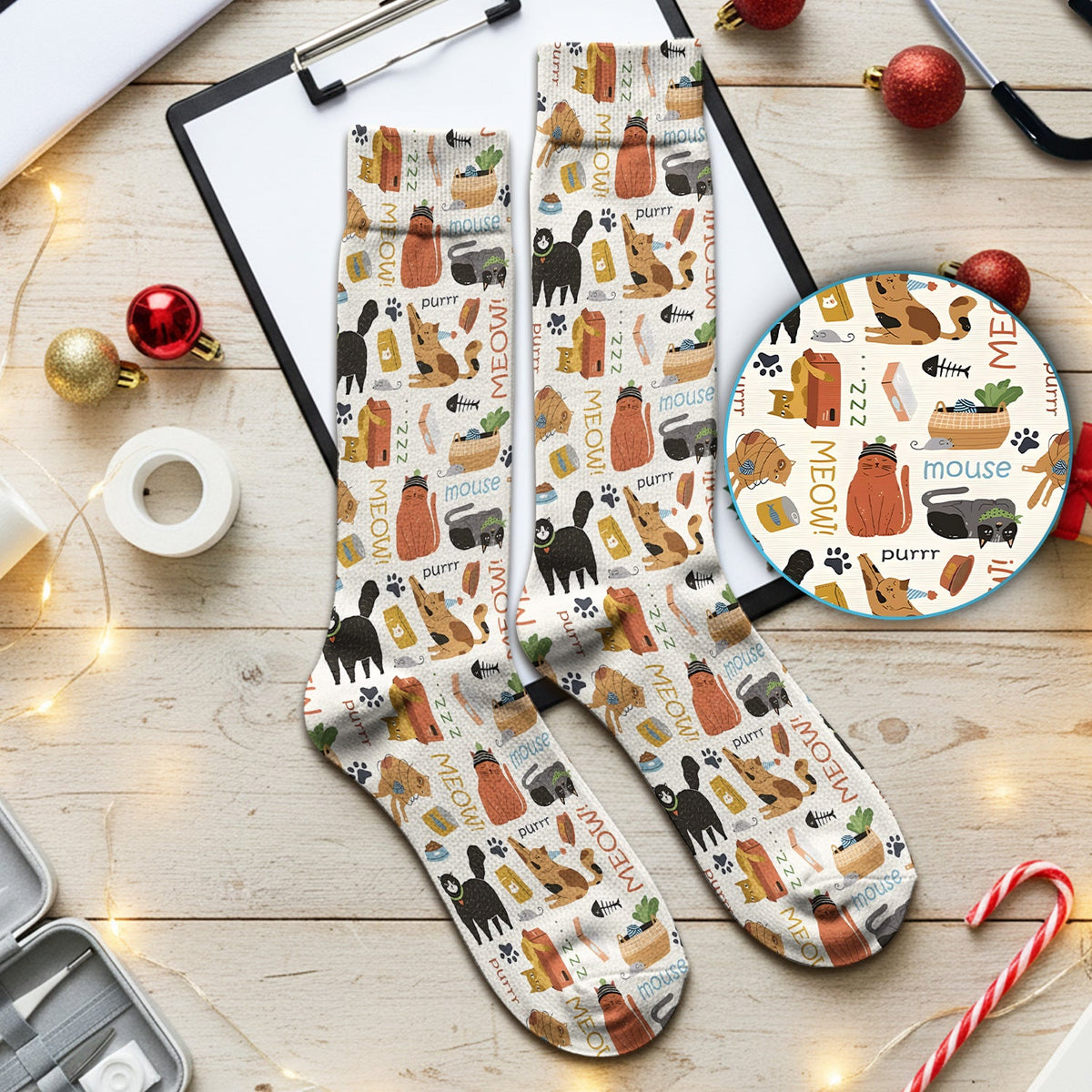 Meow Purr Cat Nurse Socks