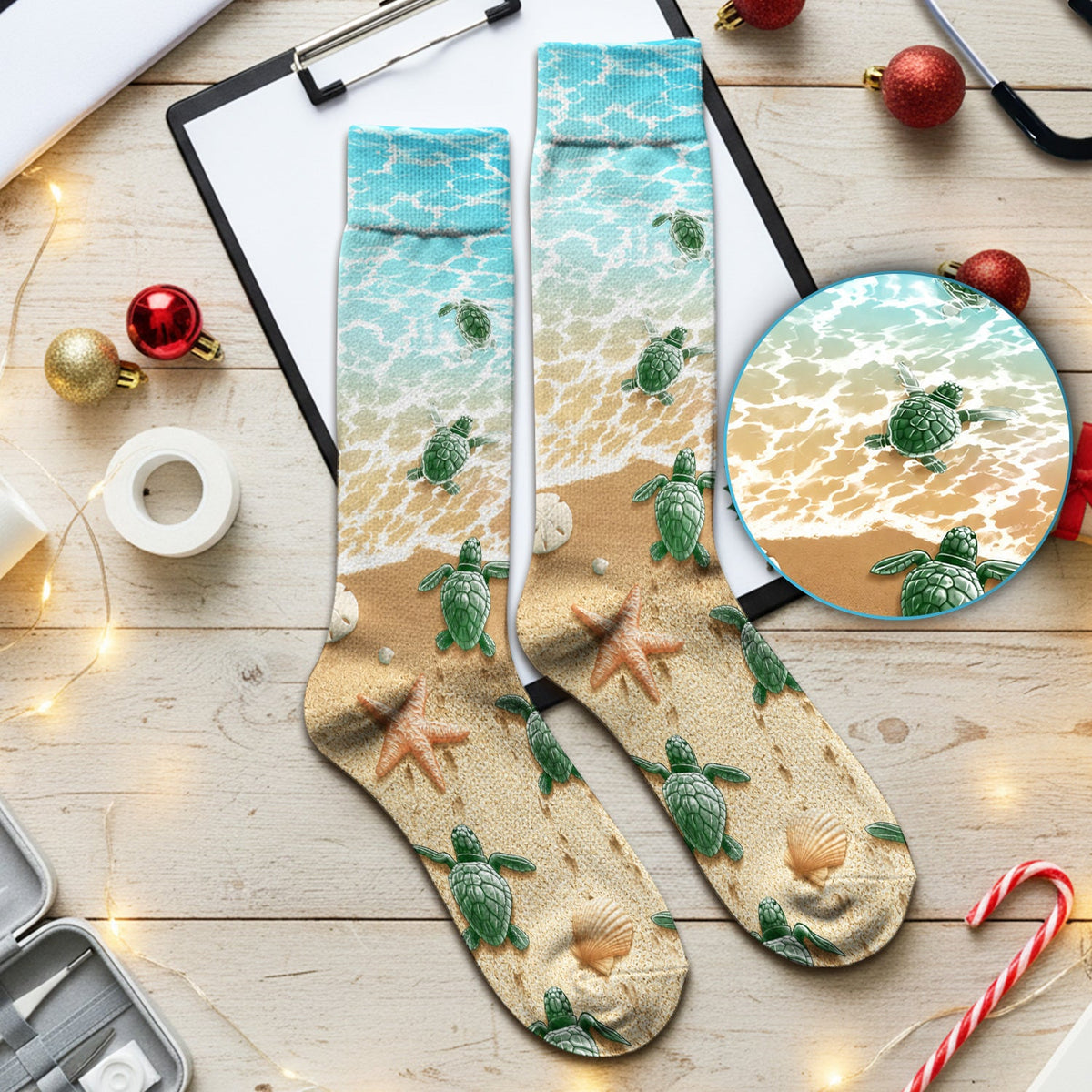 Coastal Sea Turtle Beach Nurse Socks