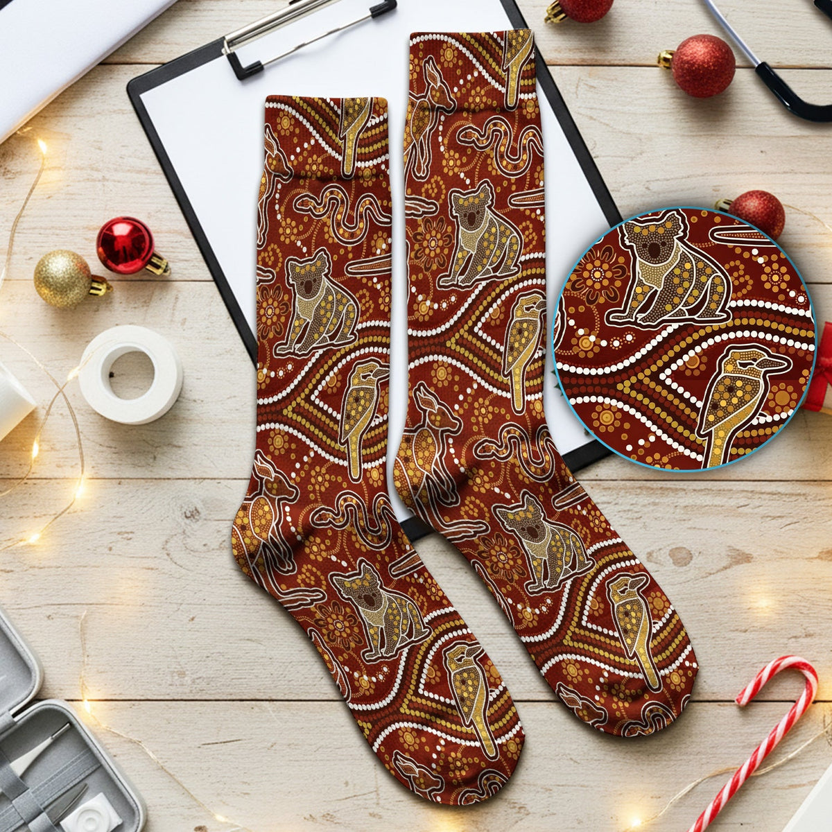 Australian Kangaroo Koala Aboriginal Nurse Socks
