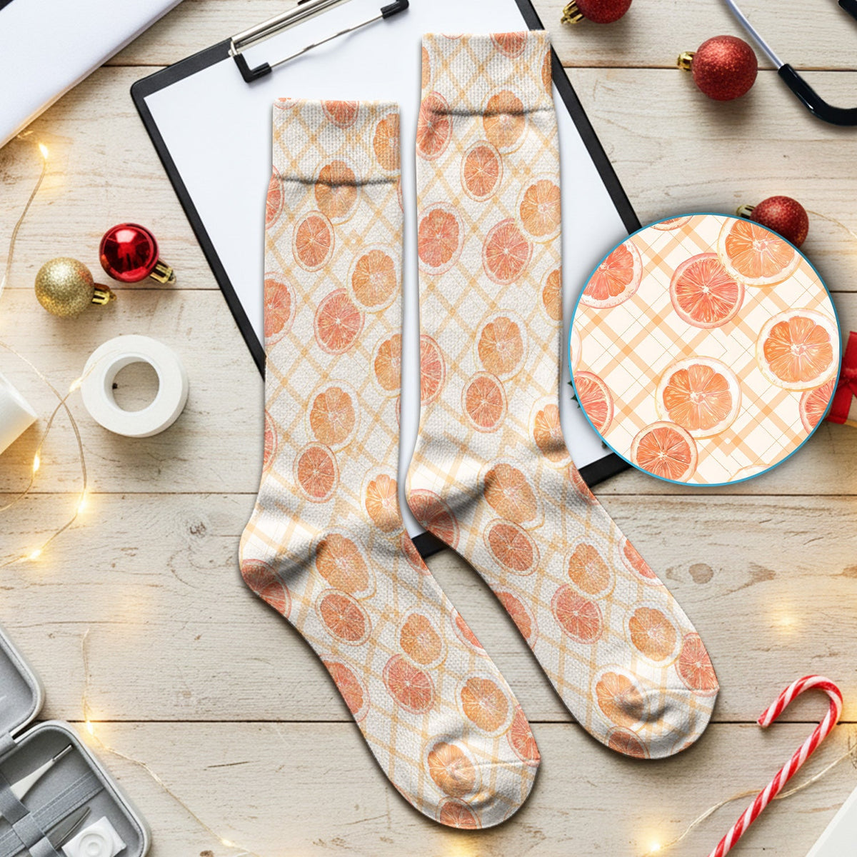 Fresh Grapefruit Slice Nurse Socks
