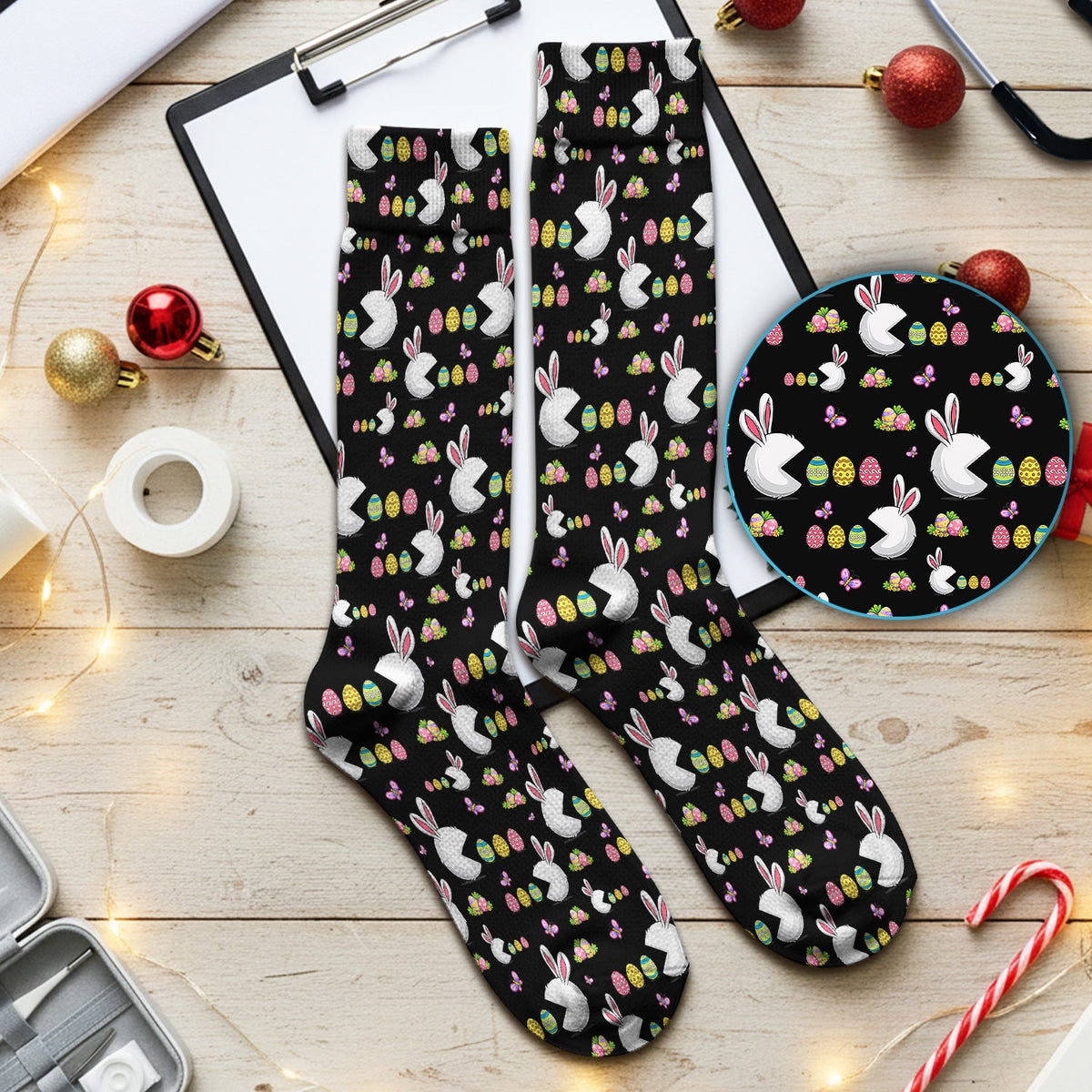 Bunny Colorful Eggs Nurse Socks - Easter Gift