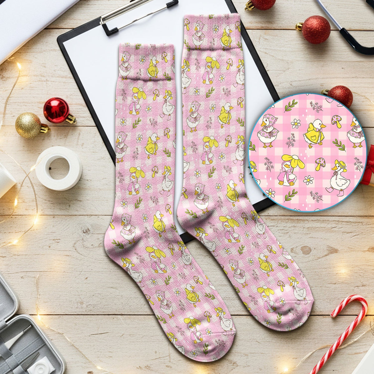 Spring Duckling Gingham Nurse Socks