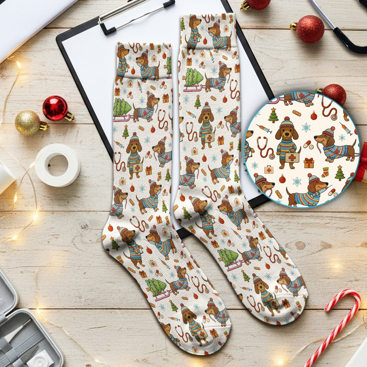 Dachshund 3D Knit Nurse Socks