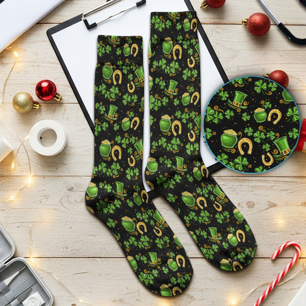 St Patrick Shamrock Nurse Socks