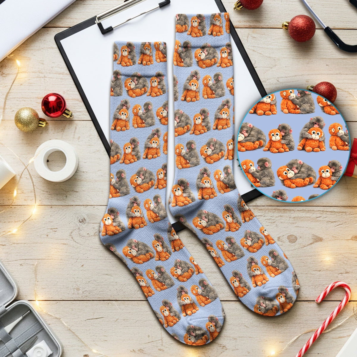 Cute Baby Monkey Plush Toy Nurse Socks
