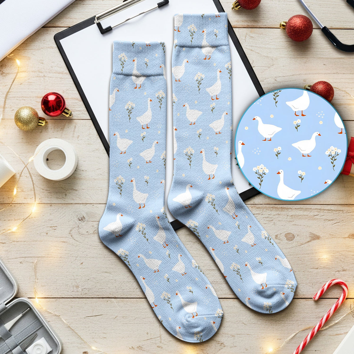 Blue Goose Floral Nurse Socks
