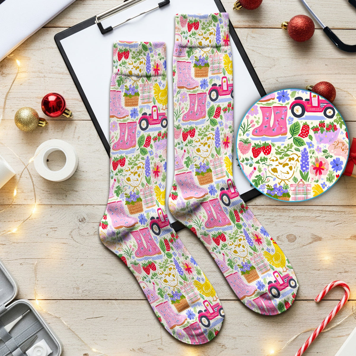 Farm Garden Chicken Nurse Socks