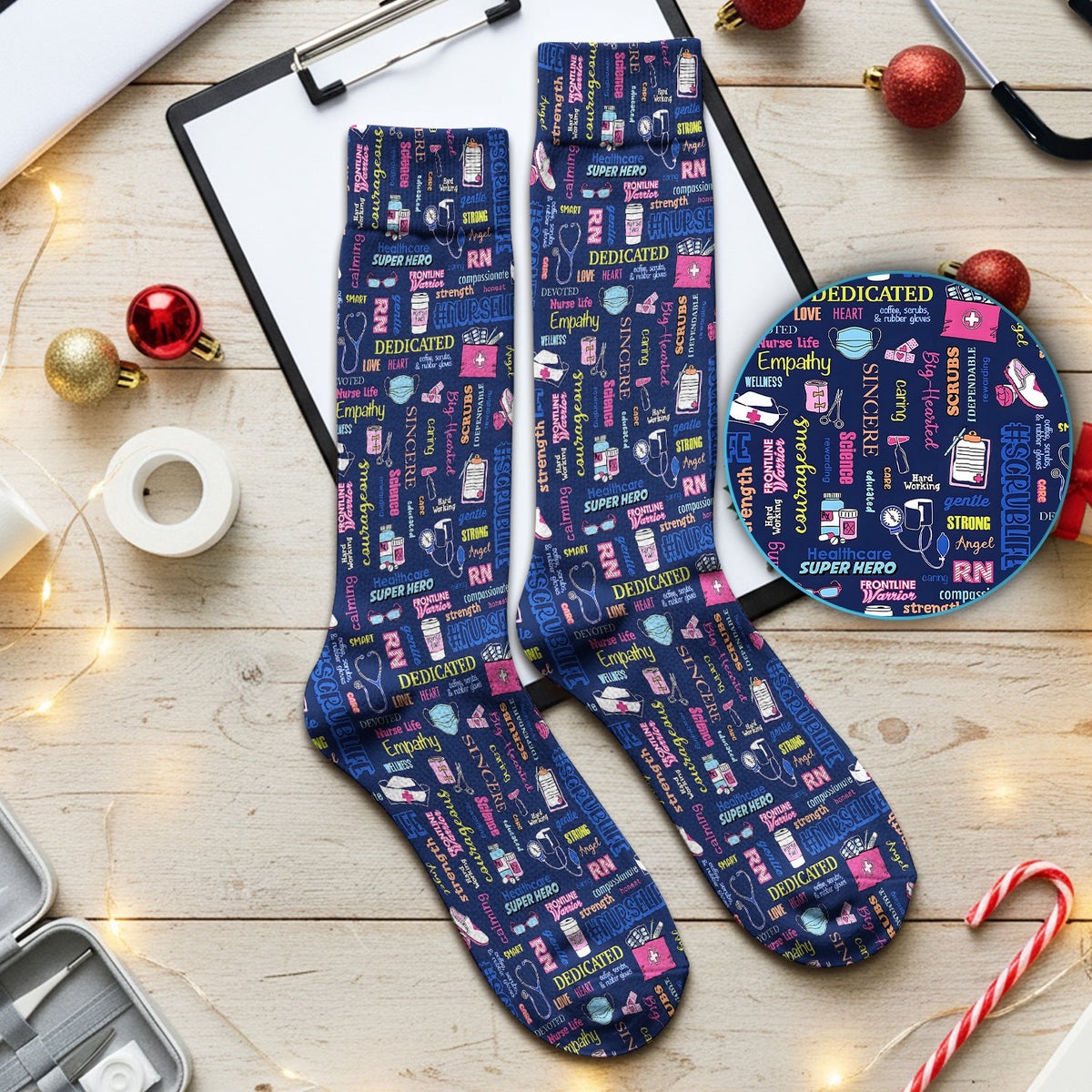 Colorful Nurse Life Typography Socks