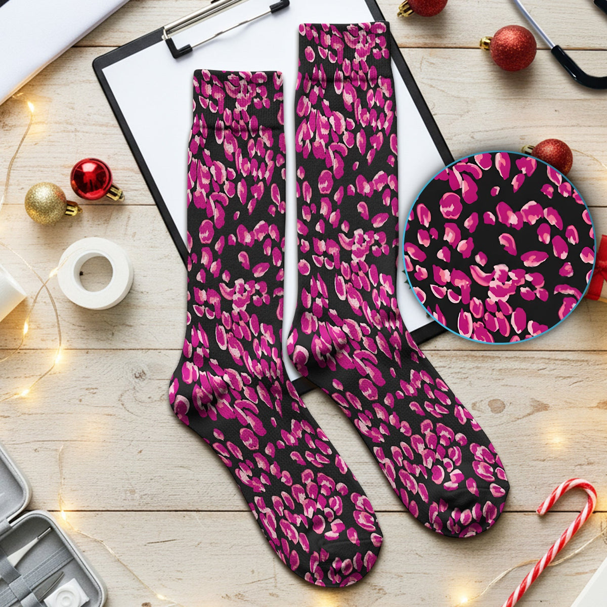 Falling Pink Rose Petals Nurse Socks