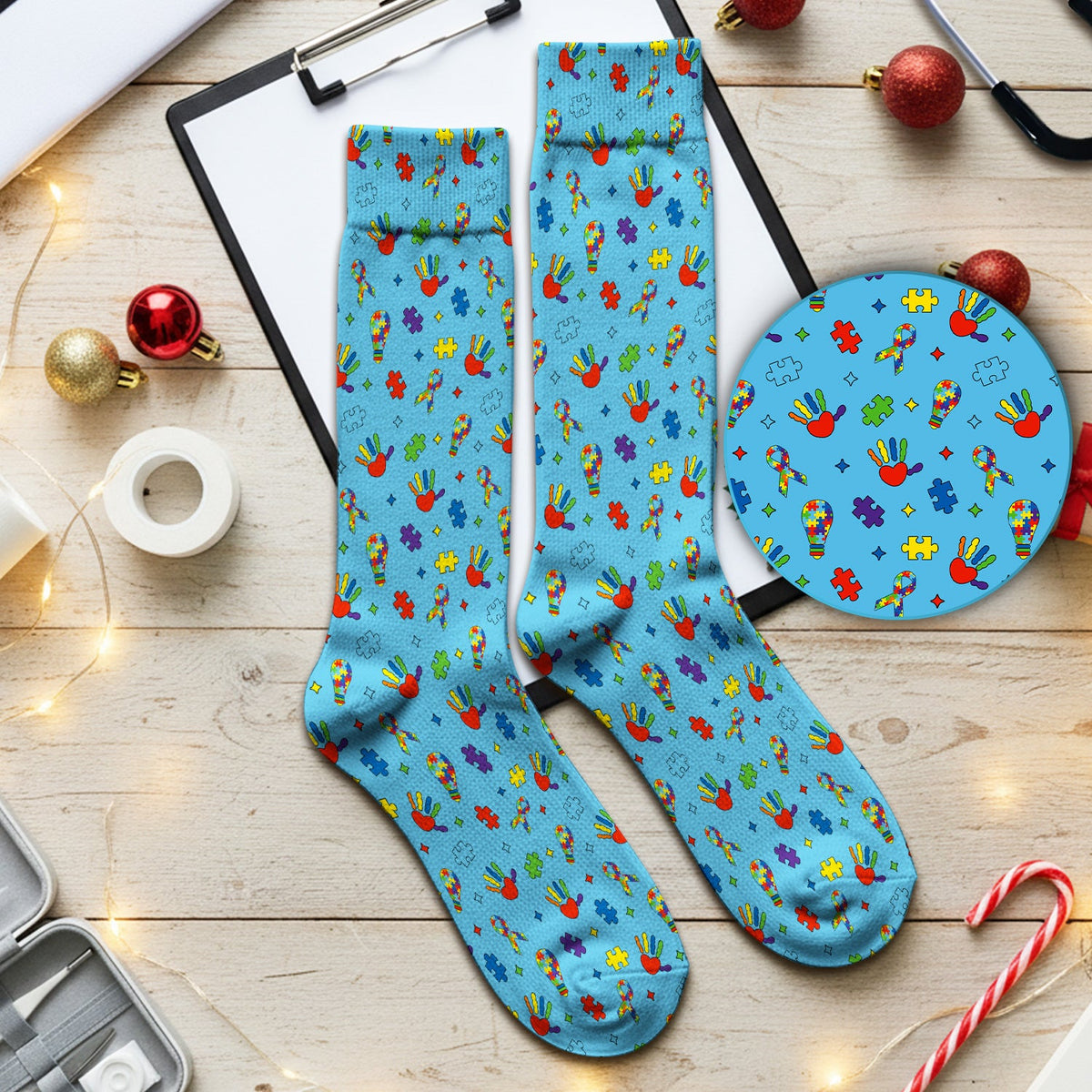 Autism Awareness Colorful Puzzle Nurse Socks