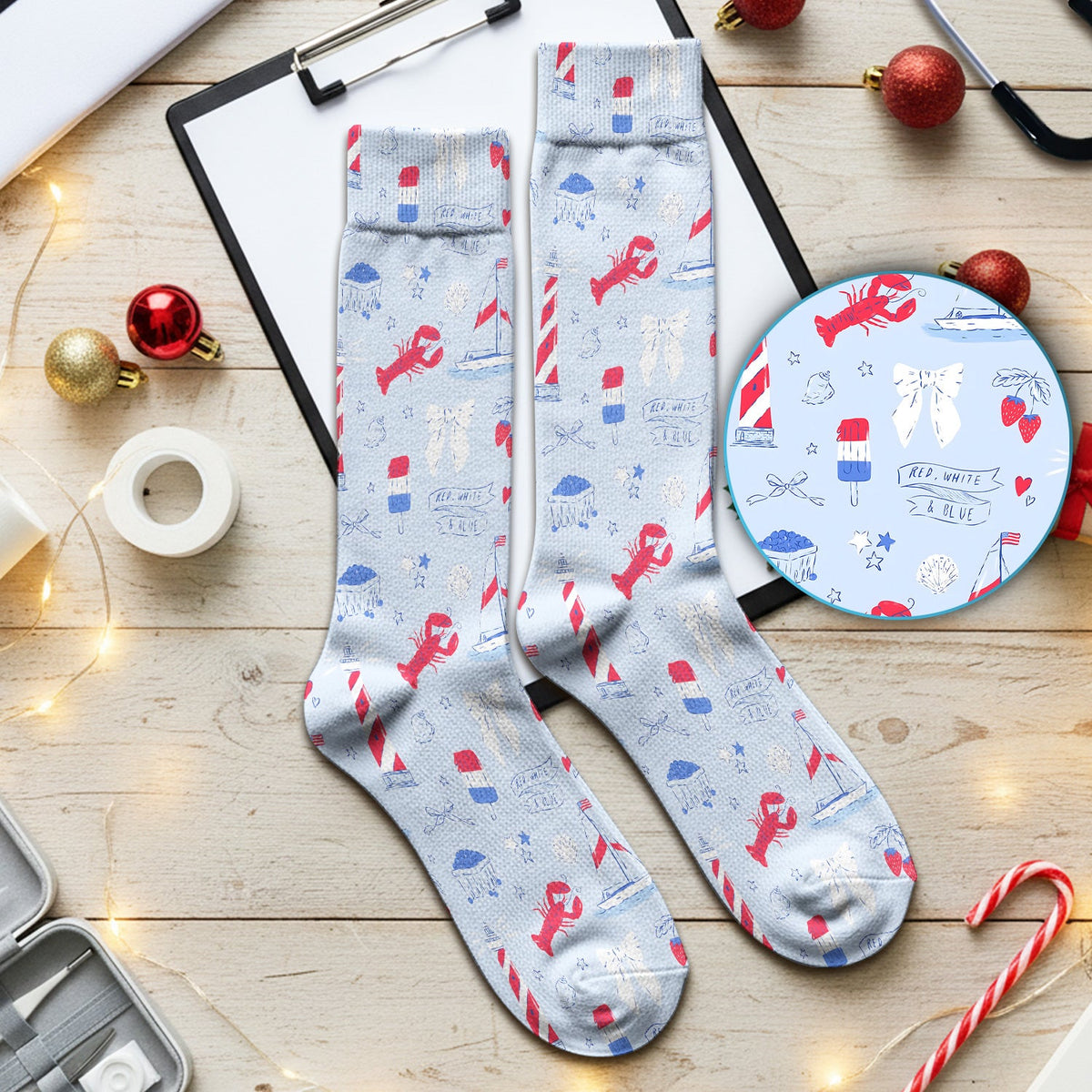 Lobster Lighthouse Sailboat Nurse Socks