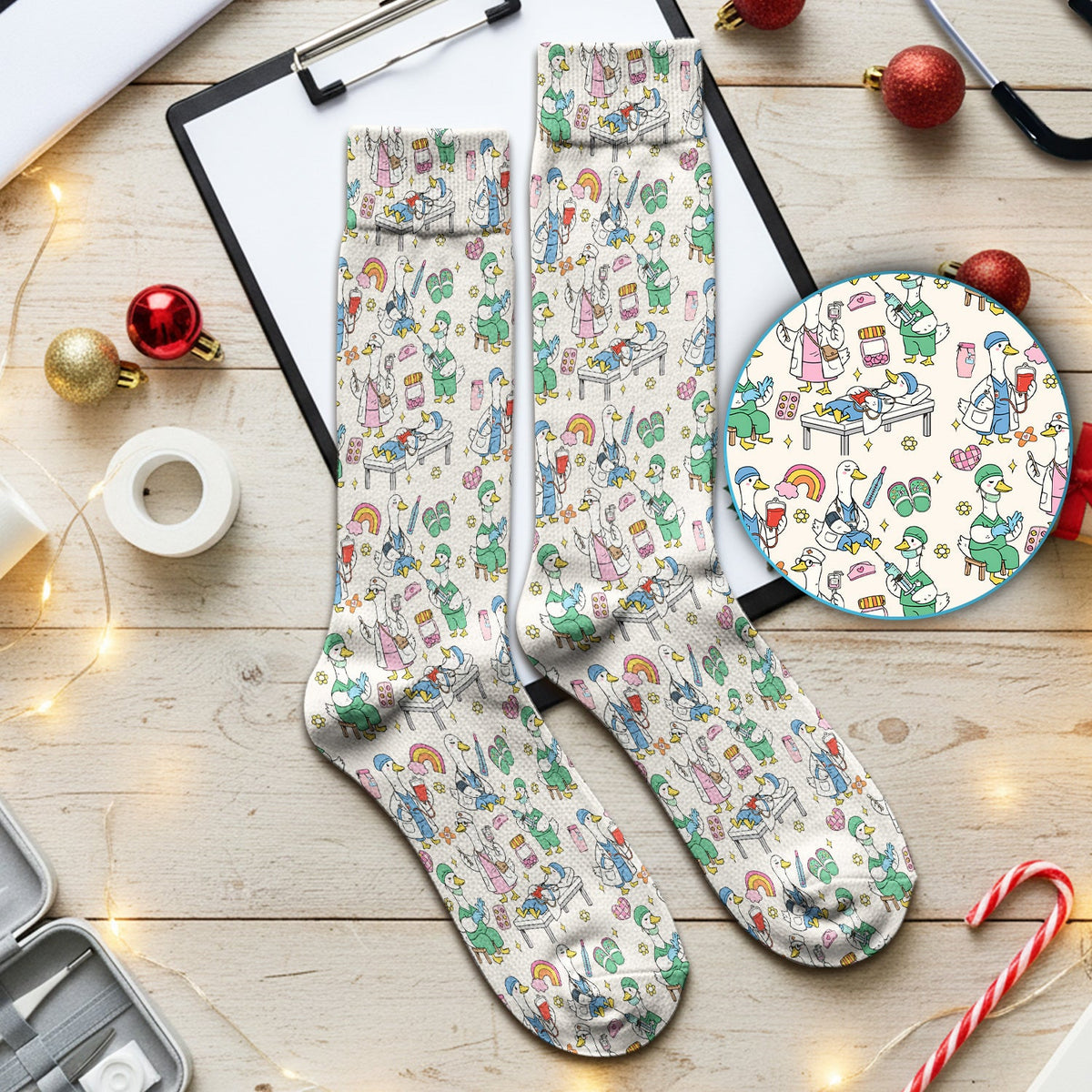 Duck Medical Doodle Nurse Socks
